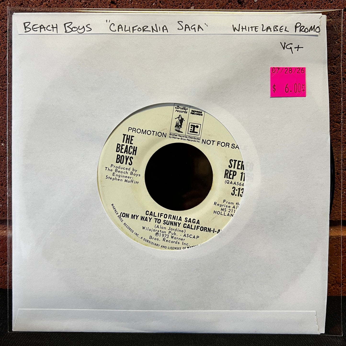 Used Vinyl: Beach Boys "California Saga (On My Way To Sunny Californ-i-a)" 7" (White Label Promo)
