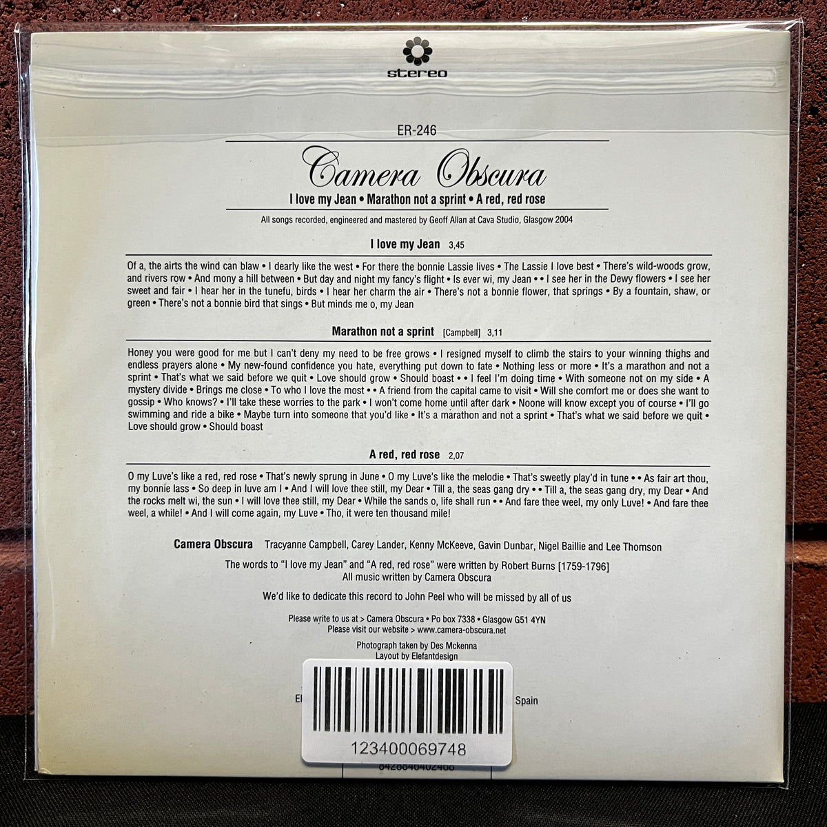 Used Vinyl: Camera Obscura "I Love My Jean" 7" (Spanish pressing)