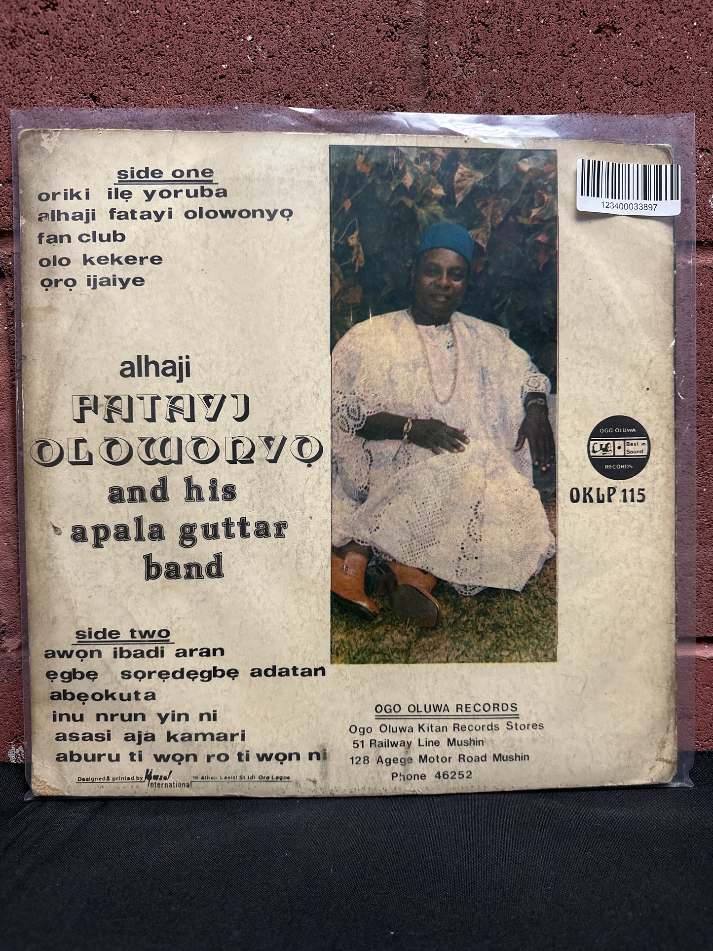 Used Vinyl:  Alhaji Fatayi Olowonyo ”Haji Fatayi Olowonyo Alhaji Fatayi Olowonyo And His Apala Guttar Band” LP