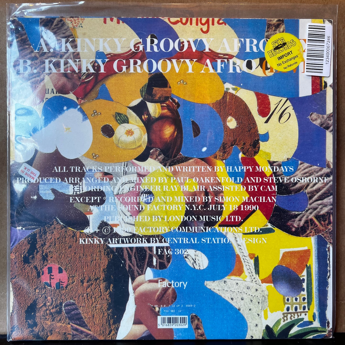 Used Vinyl: Happy Mondays ‎"Kinky Groovy Afro" 12" (1990 UK Press)
