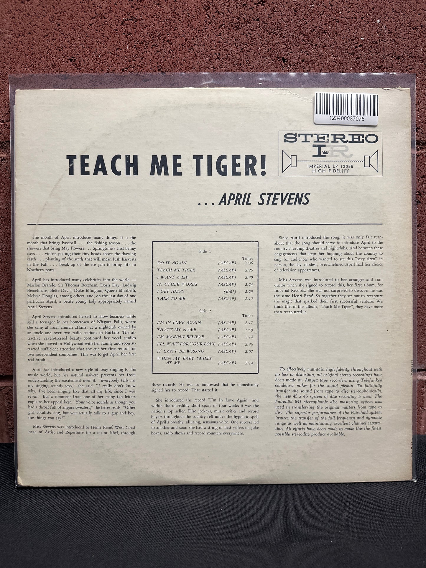 Used Vinyl:  April Stevens ”Teach Me Tiger!” LP