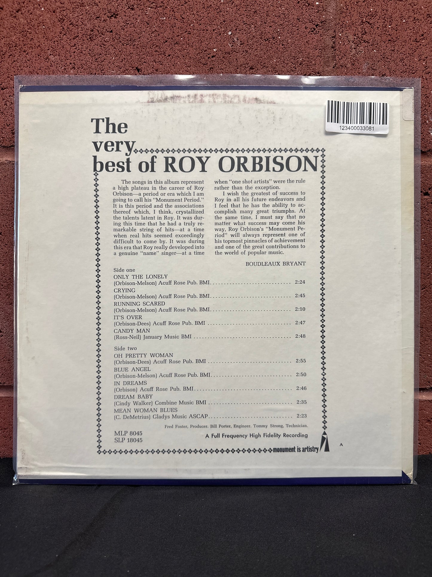 Used Vinyl:  Roy Orbison ”The Very Best Of Roy Orbison” LP