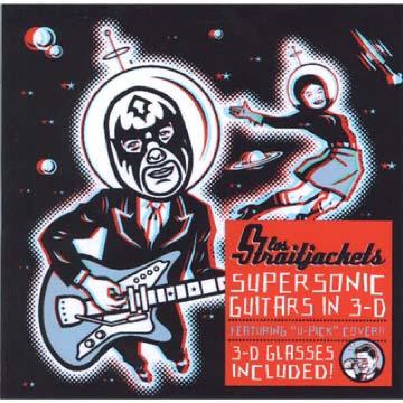 PRE-ORDER: Los Straitjackets "Supersonic Guitars in 3-D" LP (Clear with Red & Blue Swirl Vinyl)