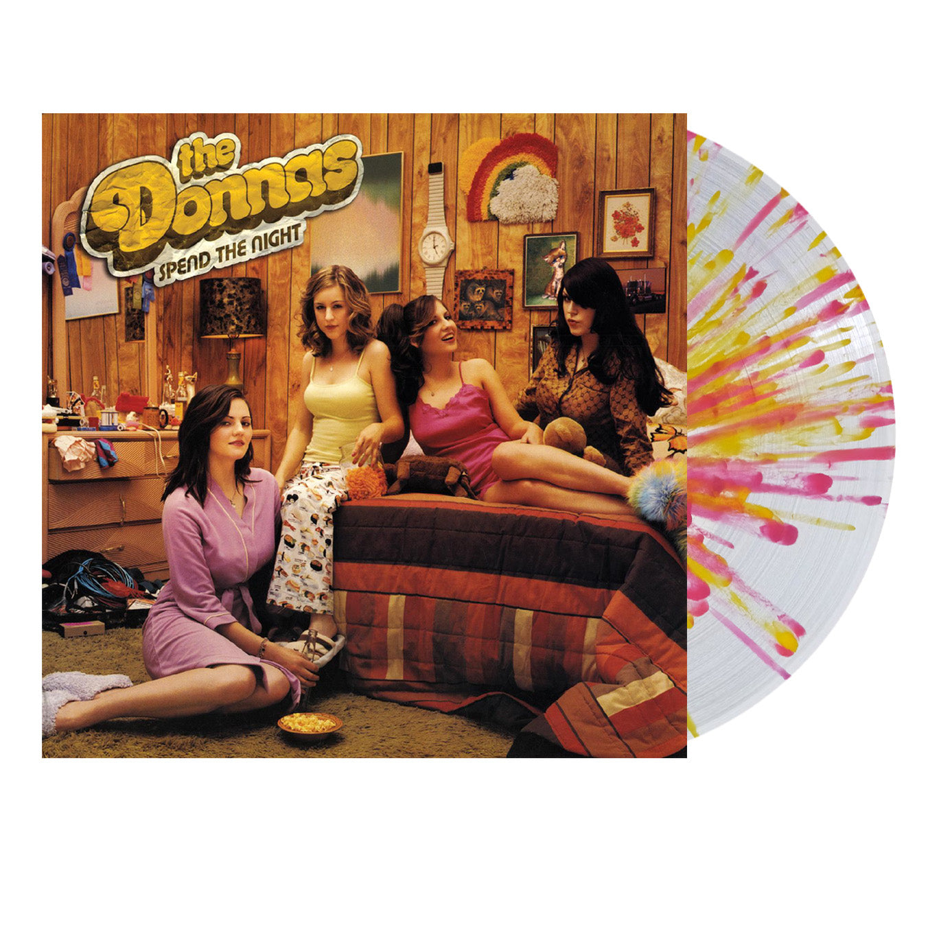 PRE-ORDER: The Donnas "Spend the Night" LP (Clear with Canary & Pink Splatter Vinyl)