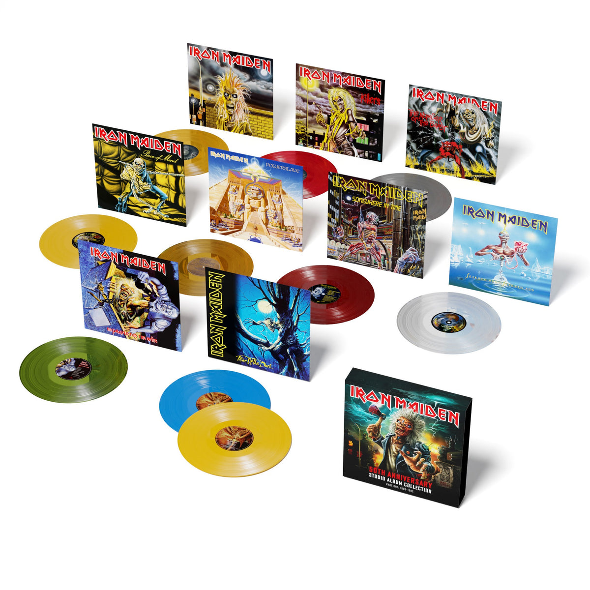 PRE-ORDER: Iron Maiden "50th Anniversary Studio Album Collection, Part One: 1980-1992" 10xLP (Color Vinyl Edition)