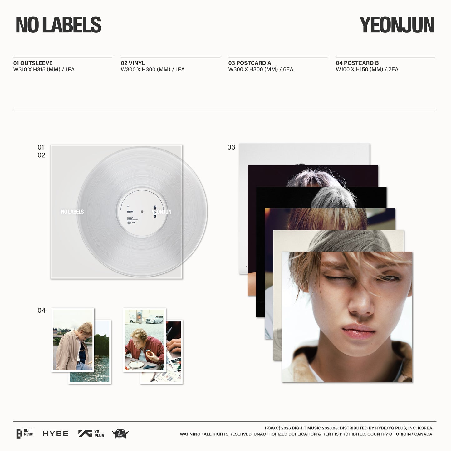PRE-ORDER: YEONJUN (TXT) "NO LABELS" LP (Clear Vinyl)