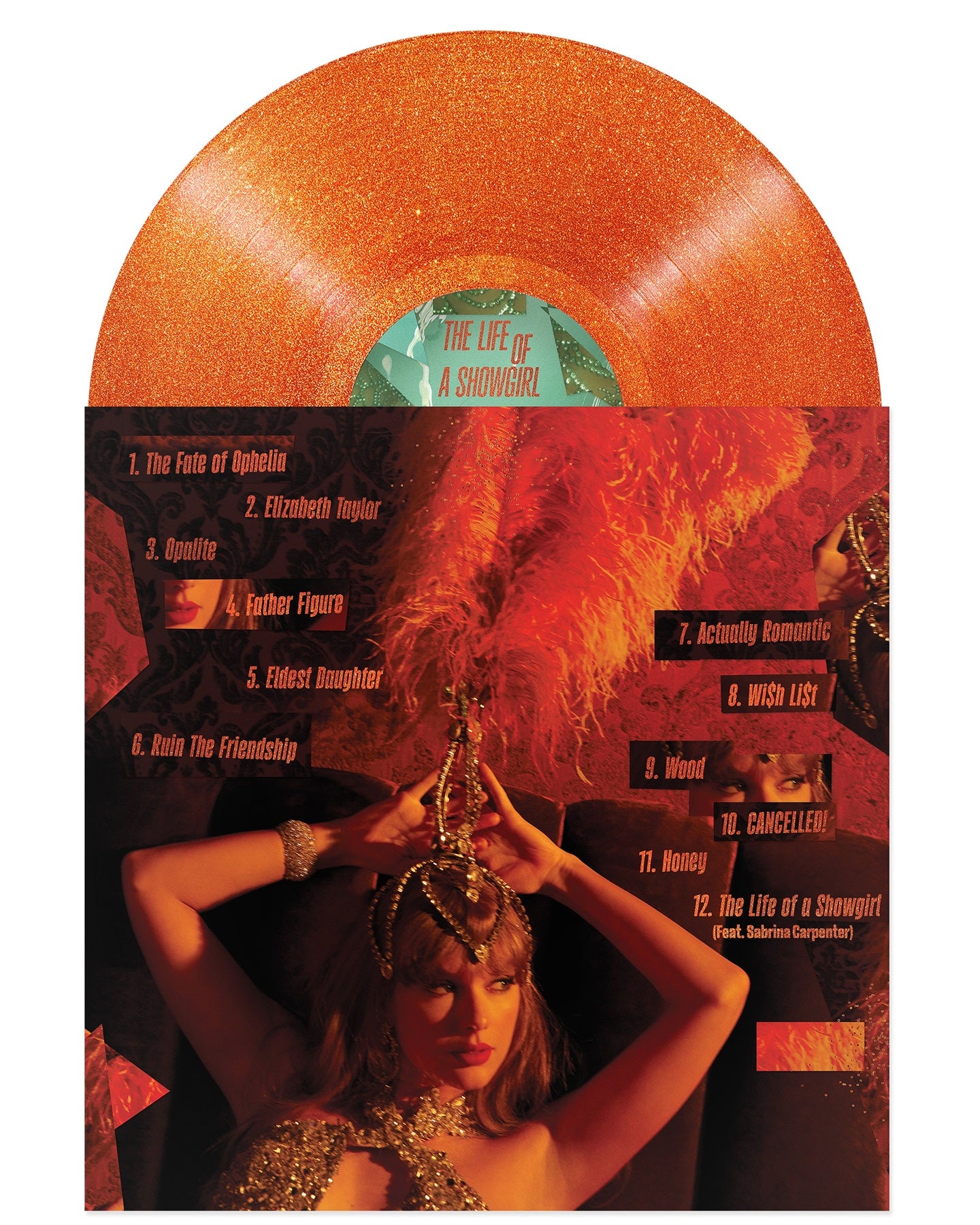 Taylor Swift "The Life of a Showgirl" LP ("Sweat & Vanilla Perfume" Portofino Orange Glitter Vinyl)