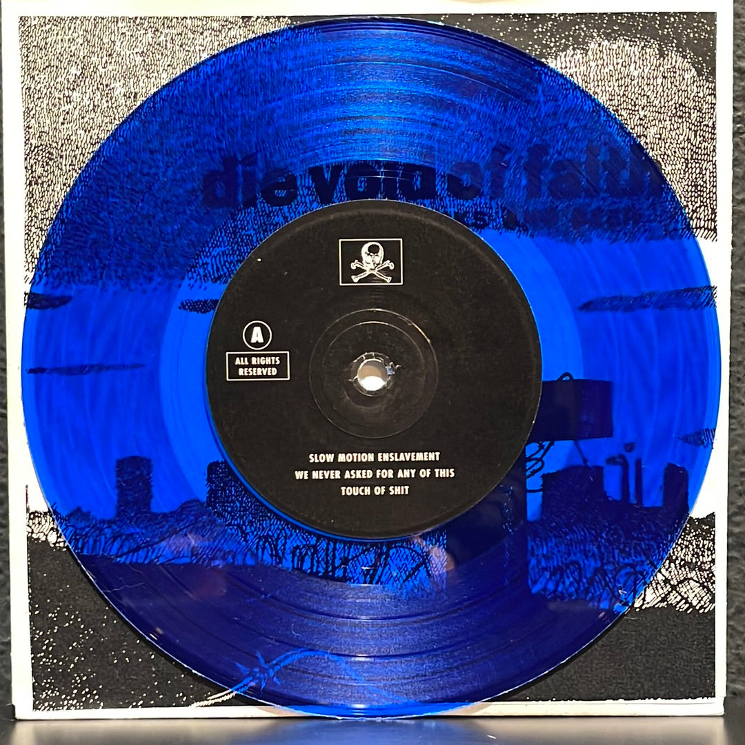 USED VINYL: Devoid Of Faith "Slow Motion Enslavement" 7" (Blue Vinyl)