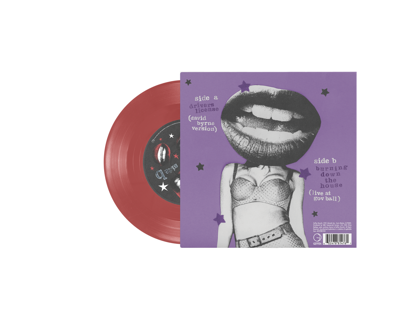 Olivia Rodrigo and David Byrne "drivers license / burning down the house" 7" (Translucent Red Vinyl)