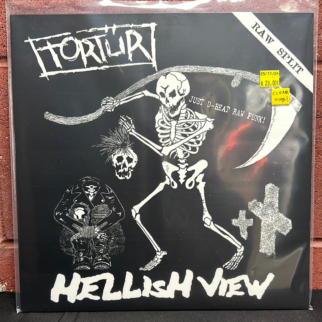 Used Vinyl:  Tortur / Hellish View ”Raw Split” 12" (Clear vinyl)