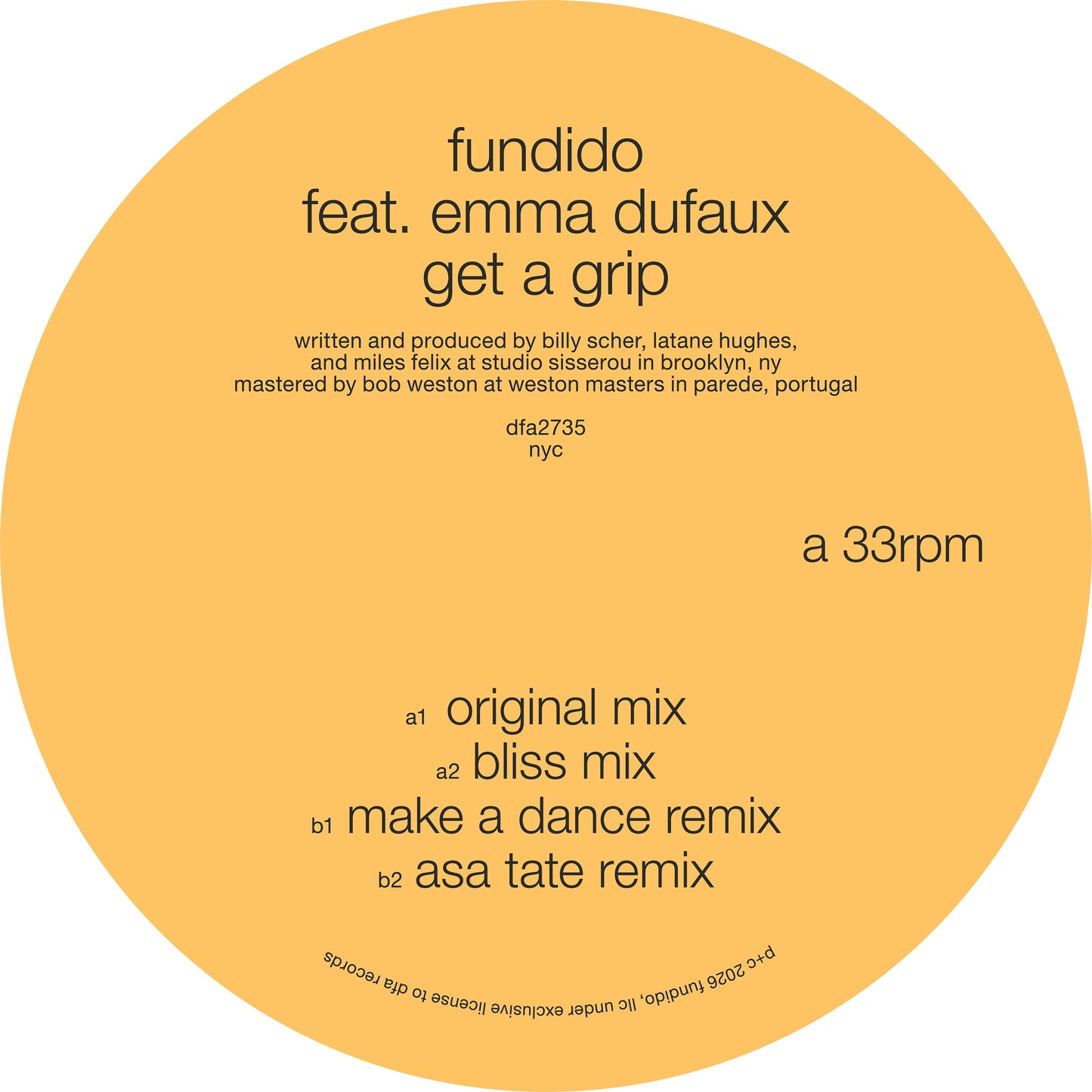 PRE-ORDER: Fundido feat. Emma Dufaux "Get A Grip" 12" Single