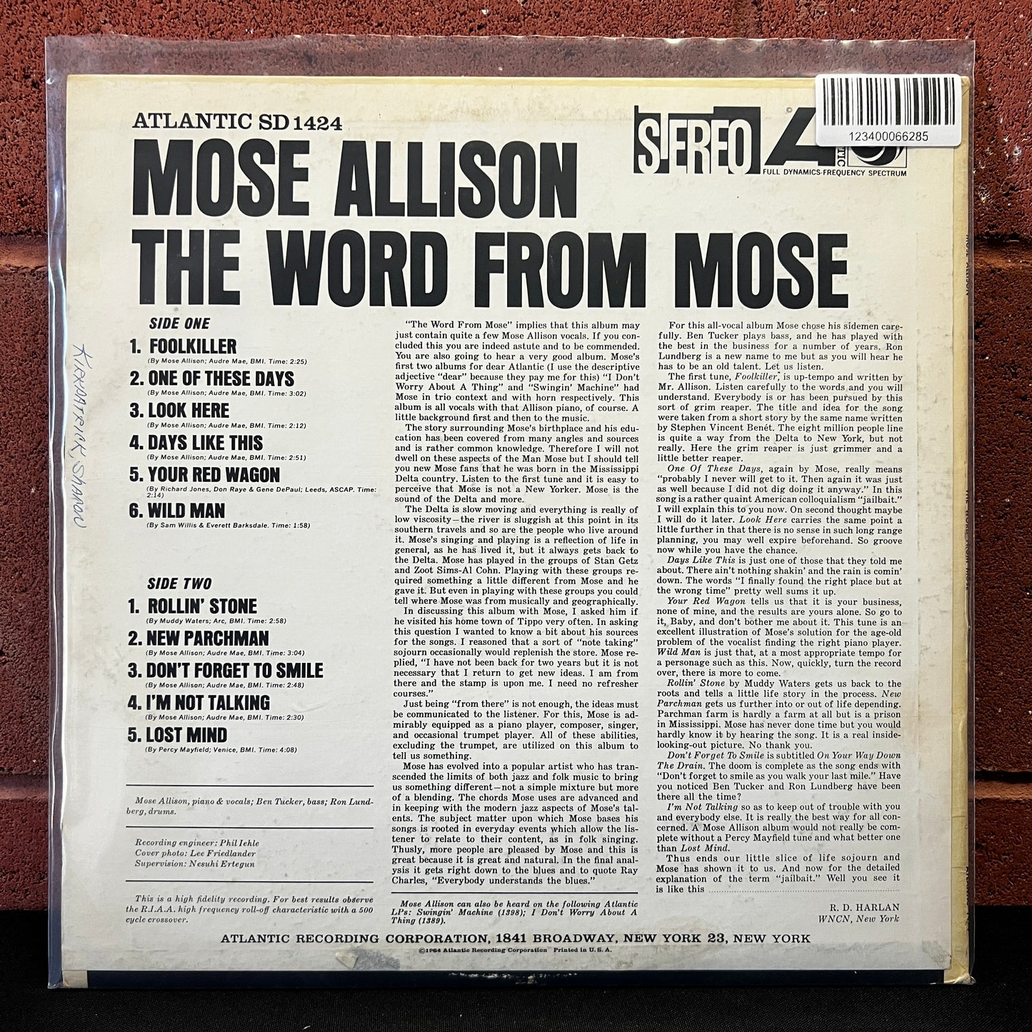 Used Vinyl: Mose Allison "The Word From Mose" LP (1964 Press)
