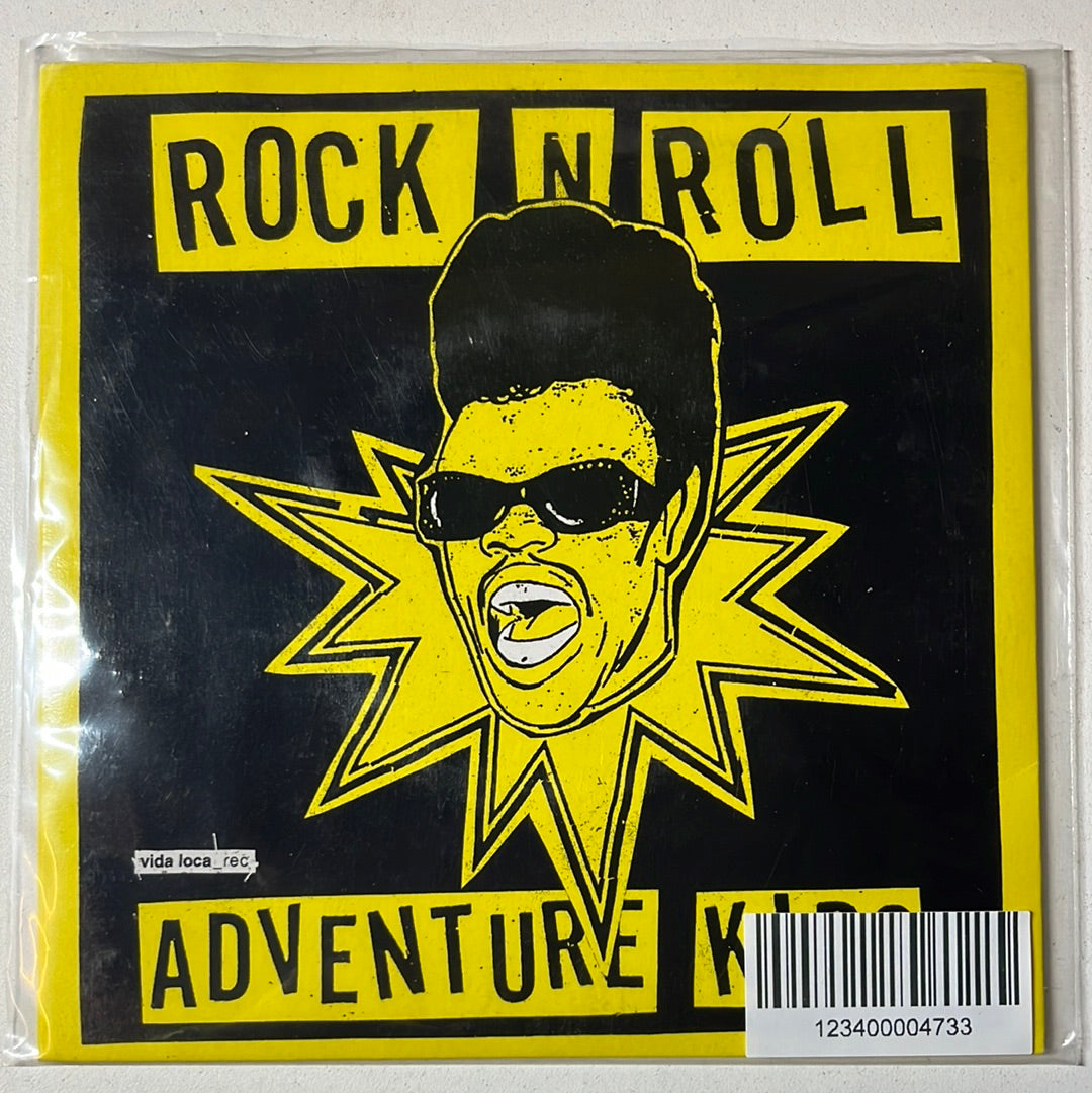 USED VINYL: The Intellectuals / Rock N Roll Adventure Kids “The Intellectuals / Rock N Roll Adventure Kids” 7" (Yellow w/ Black Splatter)