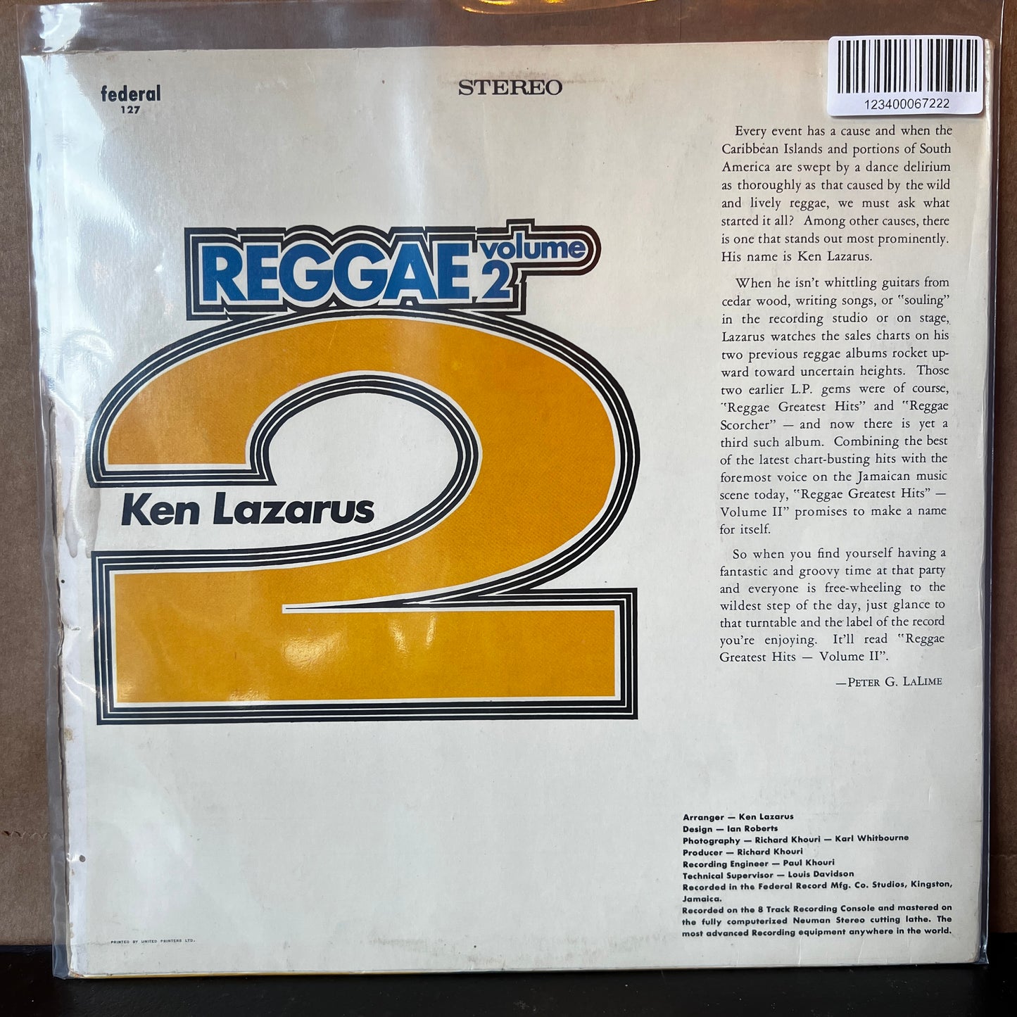 Used Vinyl: Ken Lazarus ‎"Reggae Greatest Hits Vol. 2" LP (1971 Jamaican Press)