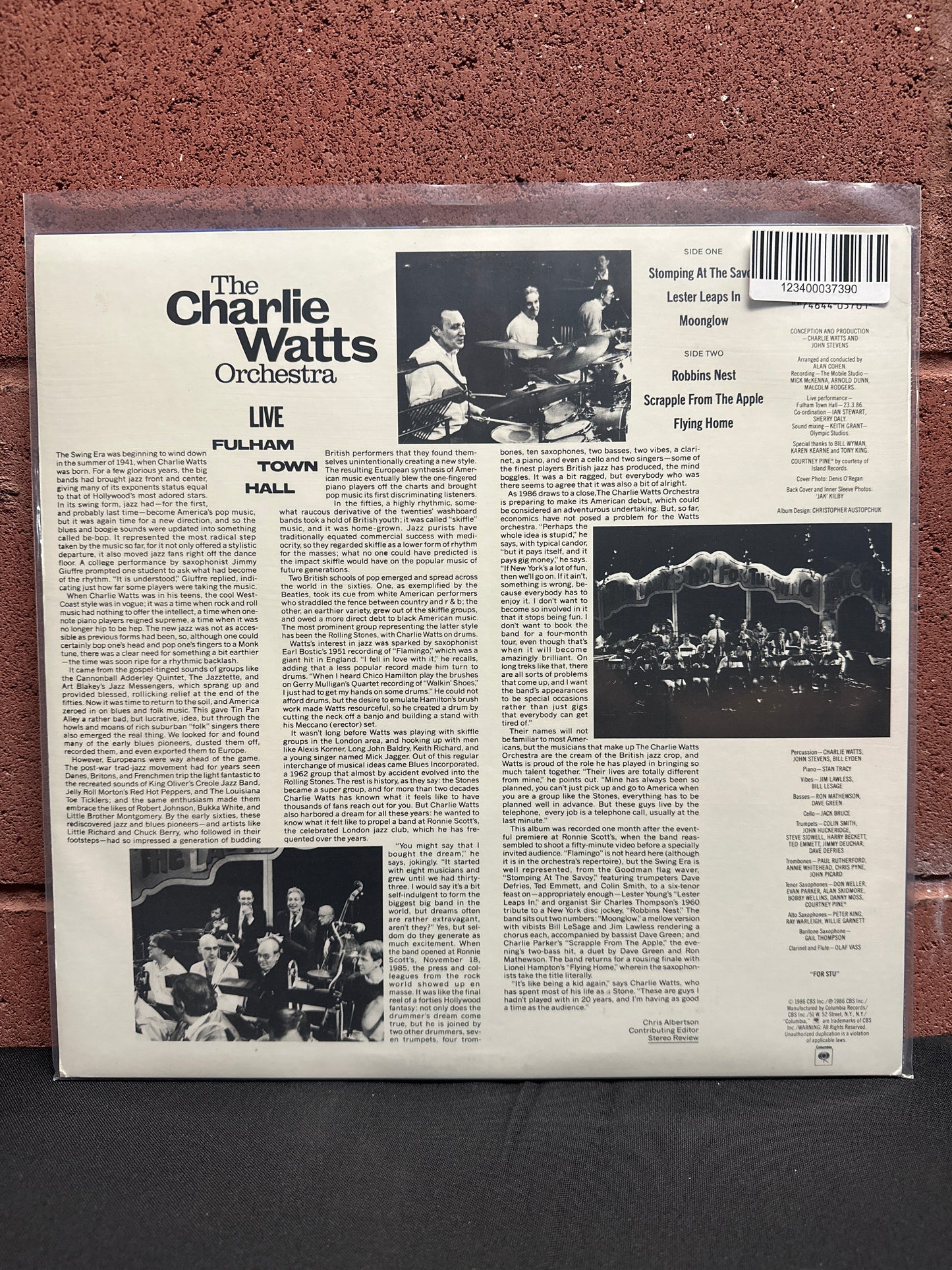 Used Vinyl:  The Charlie Watts Orchestra ”Live At Fulham Town Hall” LP