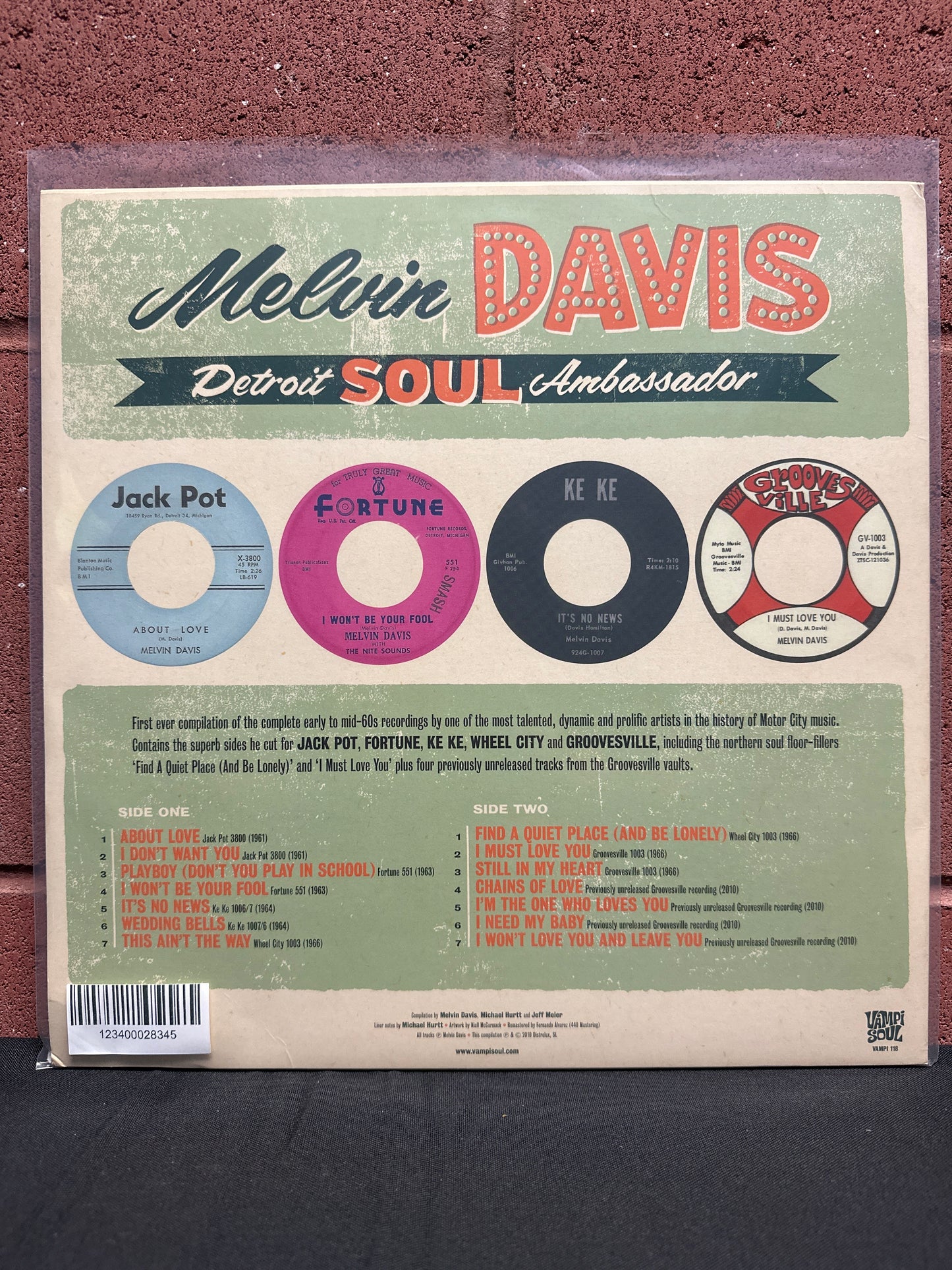 Used Vinyl:  Melvin Davis ”Detroit Soul Ambassador” LP