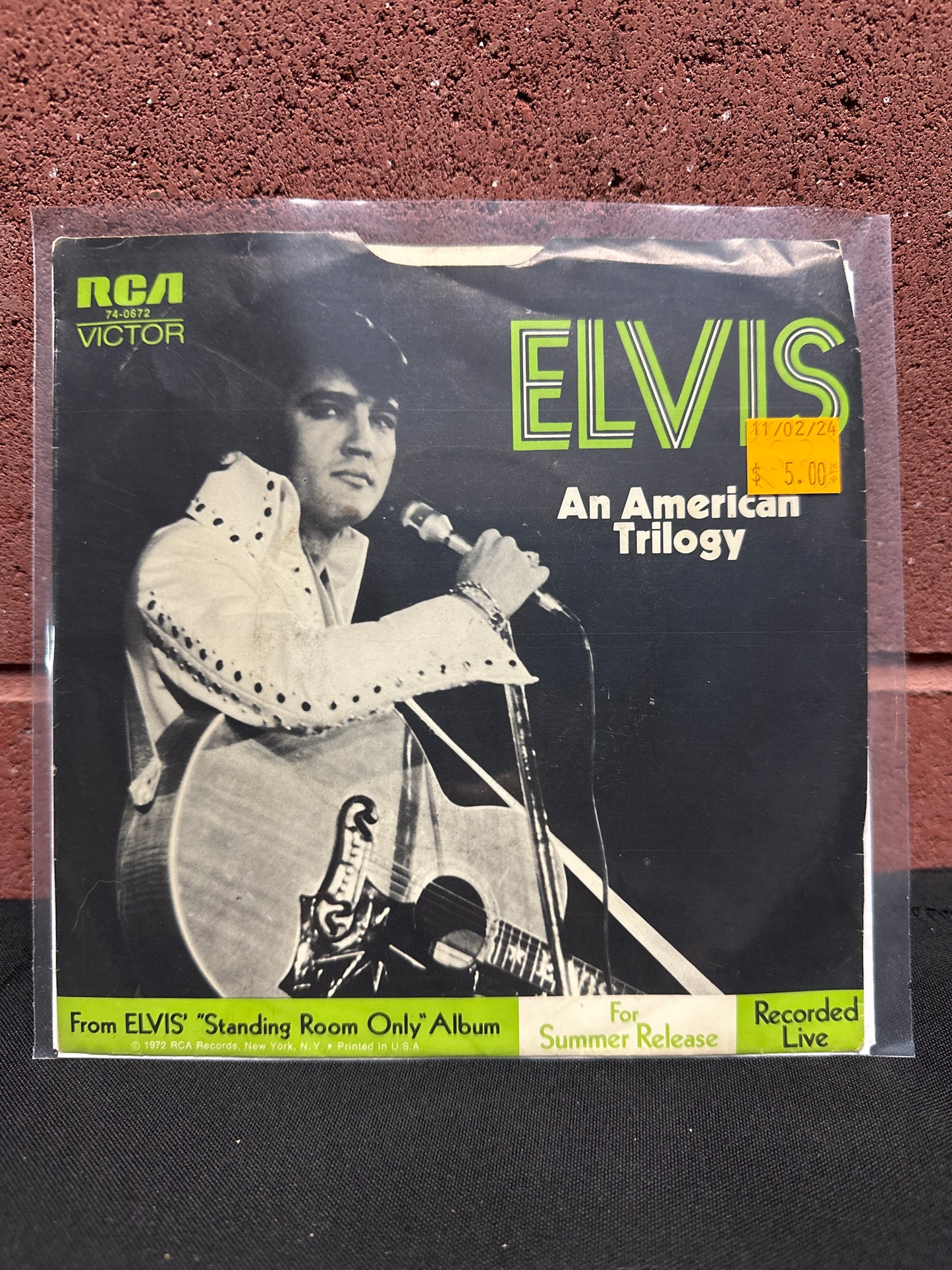 Used Vinyl:  Elvis Presley ”An American Trilogy” 7"