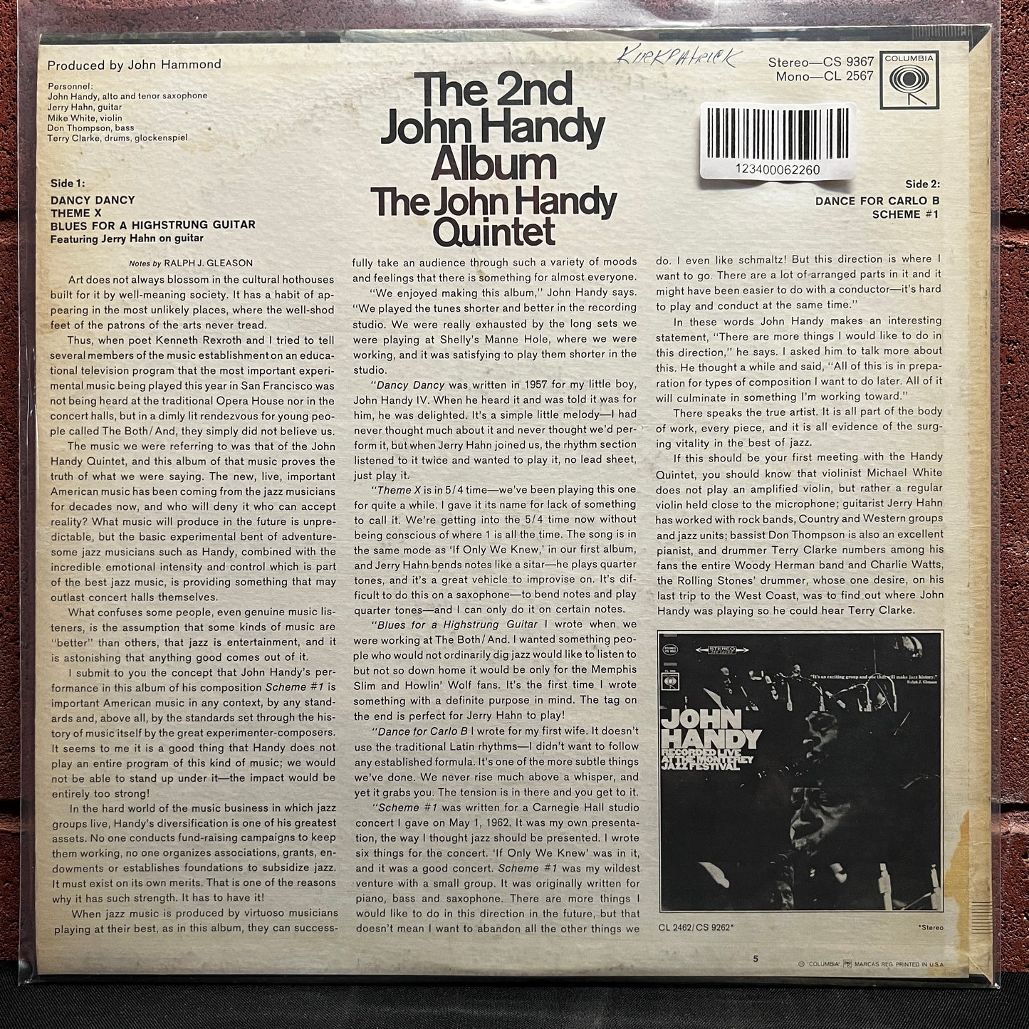 Used Vinyl: John Handy Quintet "The 2nd John Handy Album" LP (2-Eye Columbia labels)