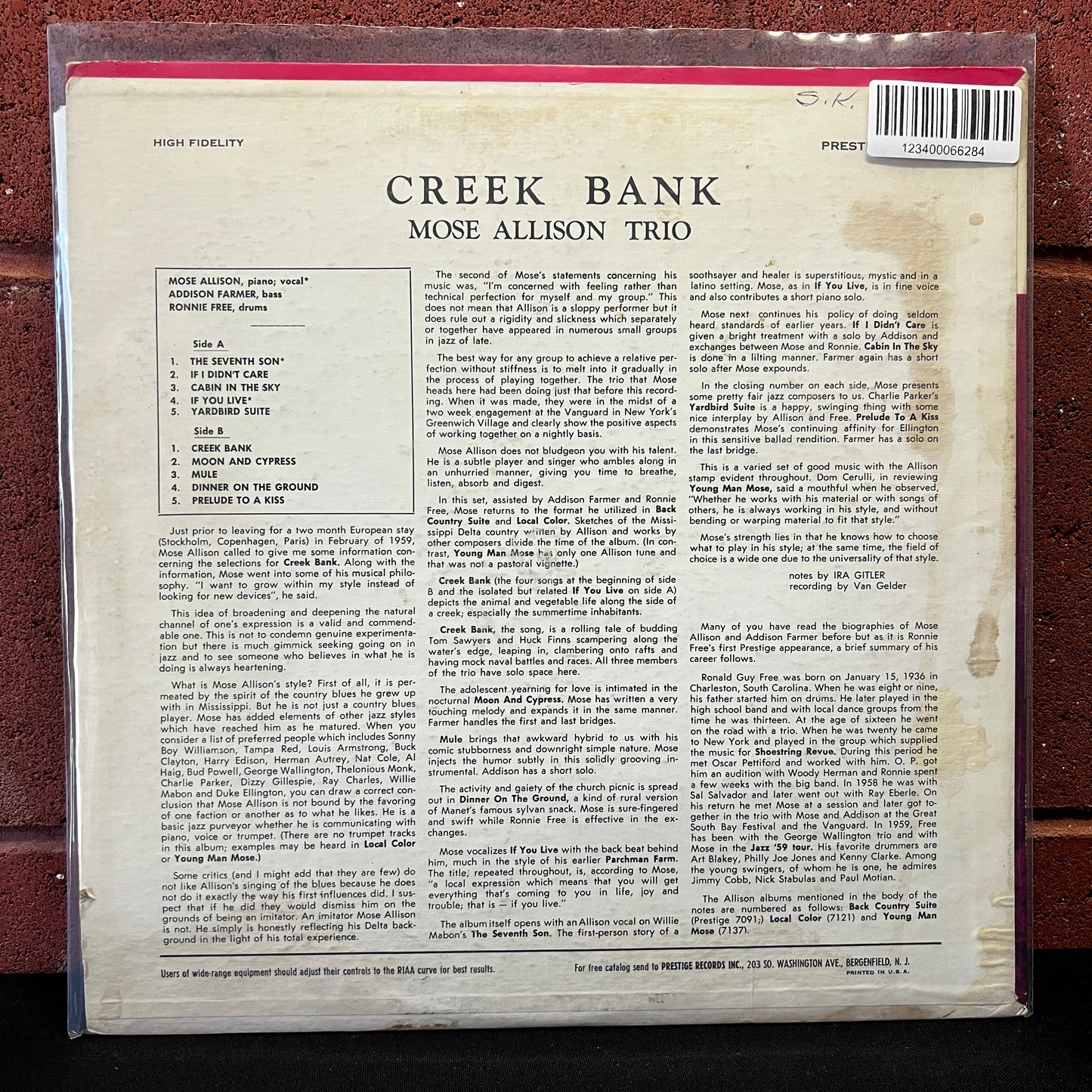 Used Vinyl: Mose Allison "Creek Bank" LP (1959 Press)
