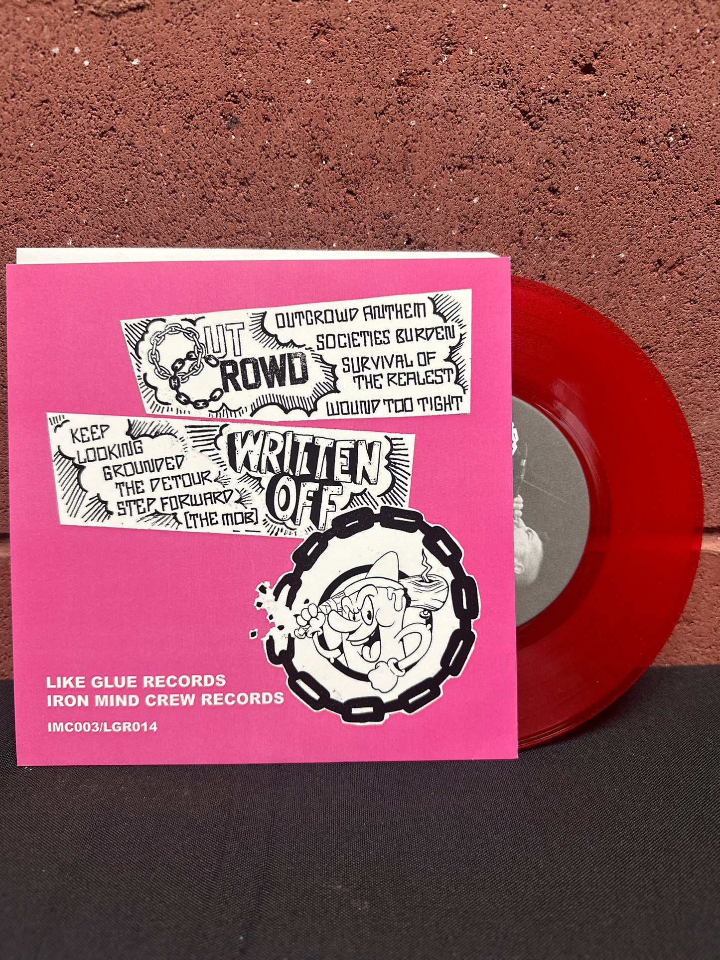 Used Vinyl:  Written Off / Out Crowd ”Out Crowd/Written Off Split” 7" (Red vinyl)