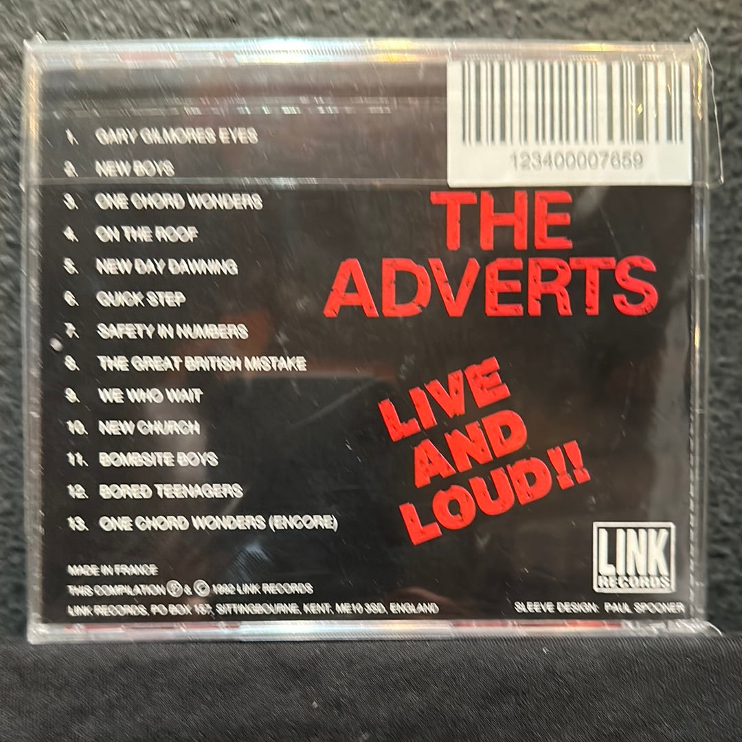 USED CD: The Adverts "Live And Loud!!" CD