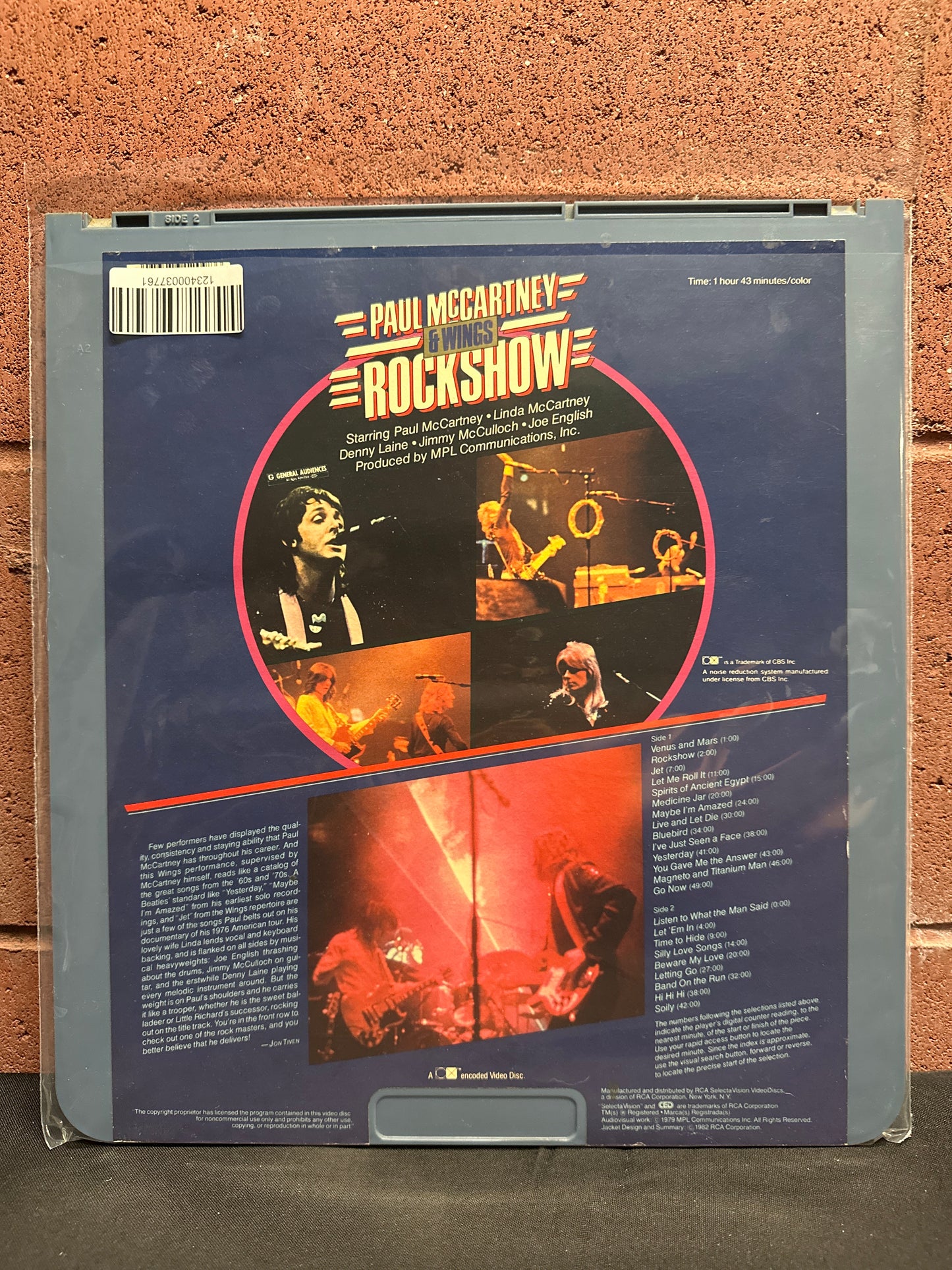 Paul McCartney and Wings "Rockshow" RCA SelectaVision Video Disc