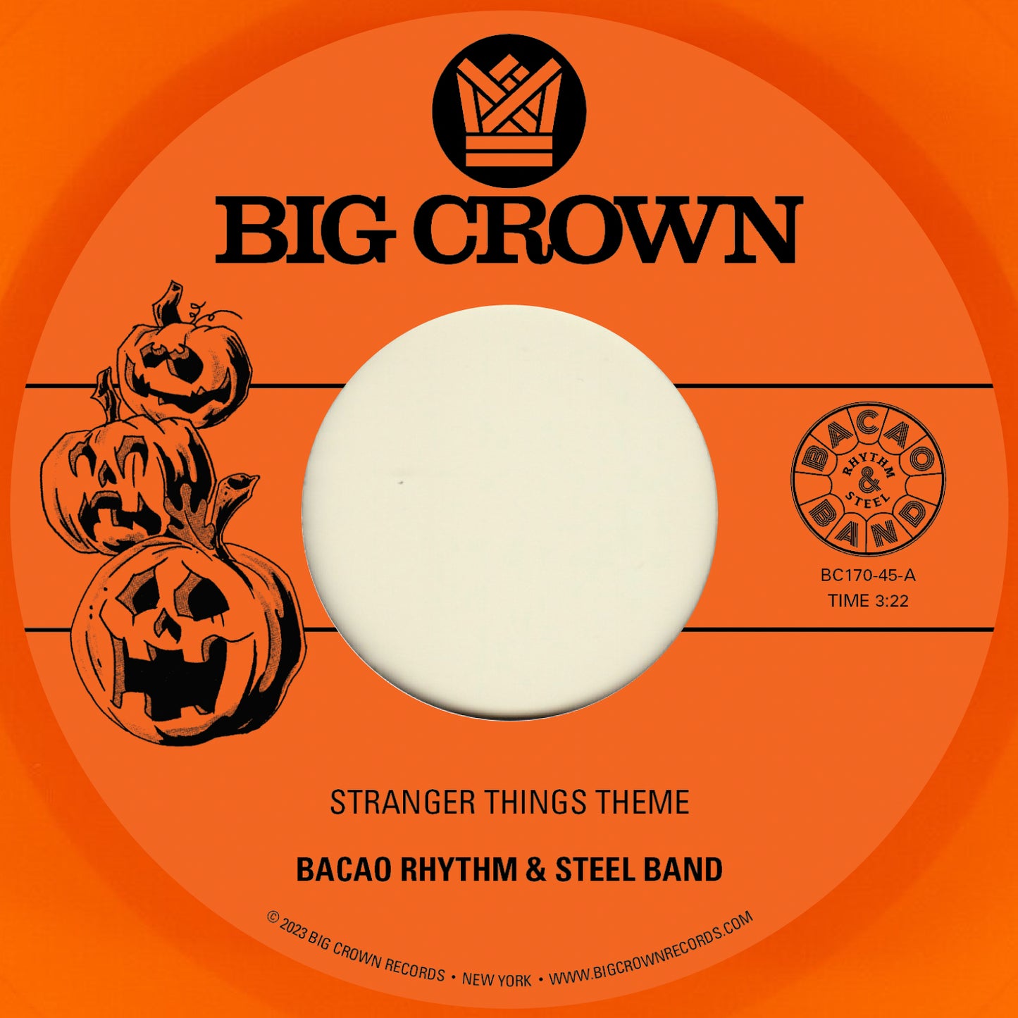 Bacao Rhythm & Steel Band "Stranger Things Theme b/w Halloween Theme" 7" (Pumpkin Orange Vinyl)