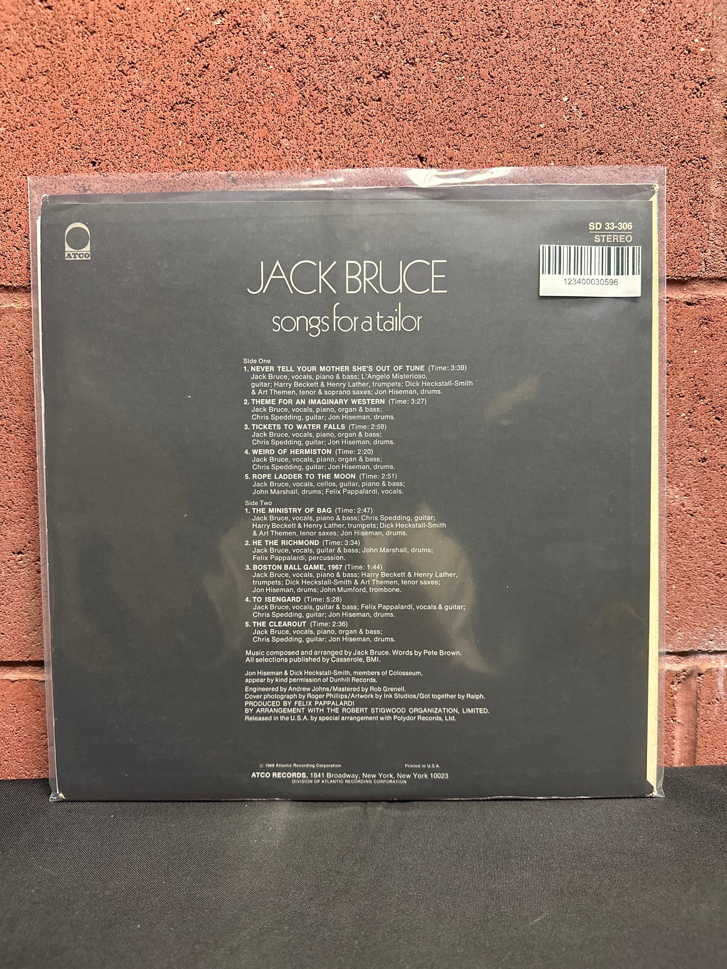 Used Vinyl:  Jack Bruce ”Songs For A Tailor” LP