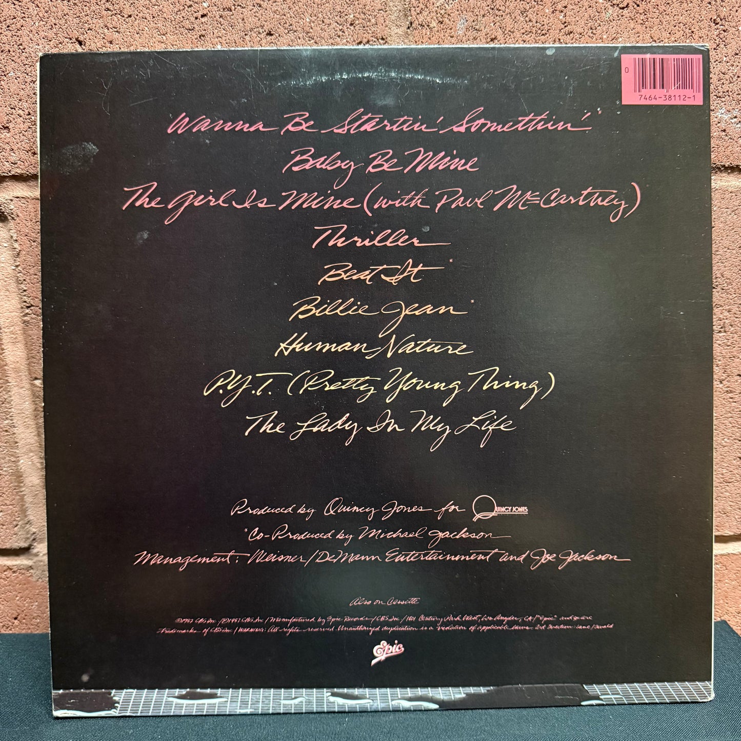 Used Vinyl: Michael Jackson Thriller "Thriller" LP (Misprint, Side 1 label has no text)