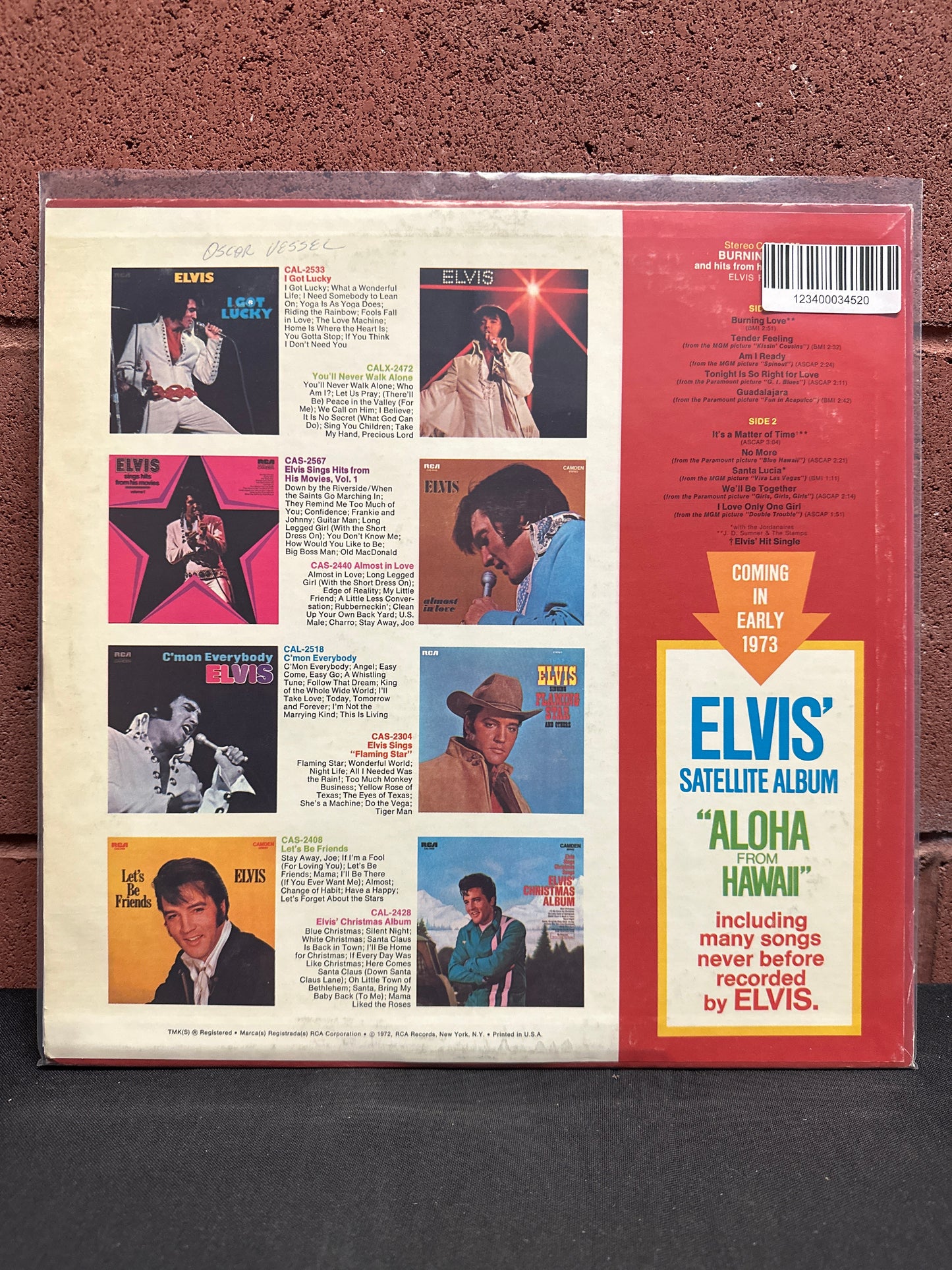 Used Vinyl:  Elvis Presley ”Burning Love And Hits From His Movies, Vol. 2” LP