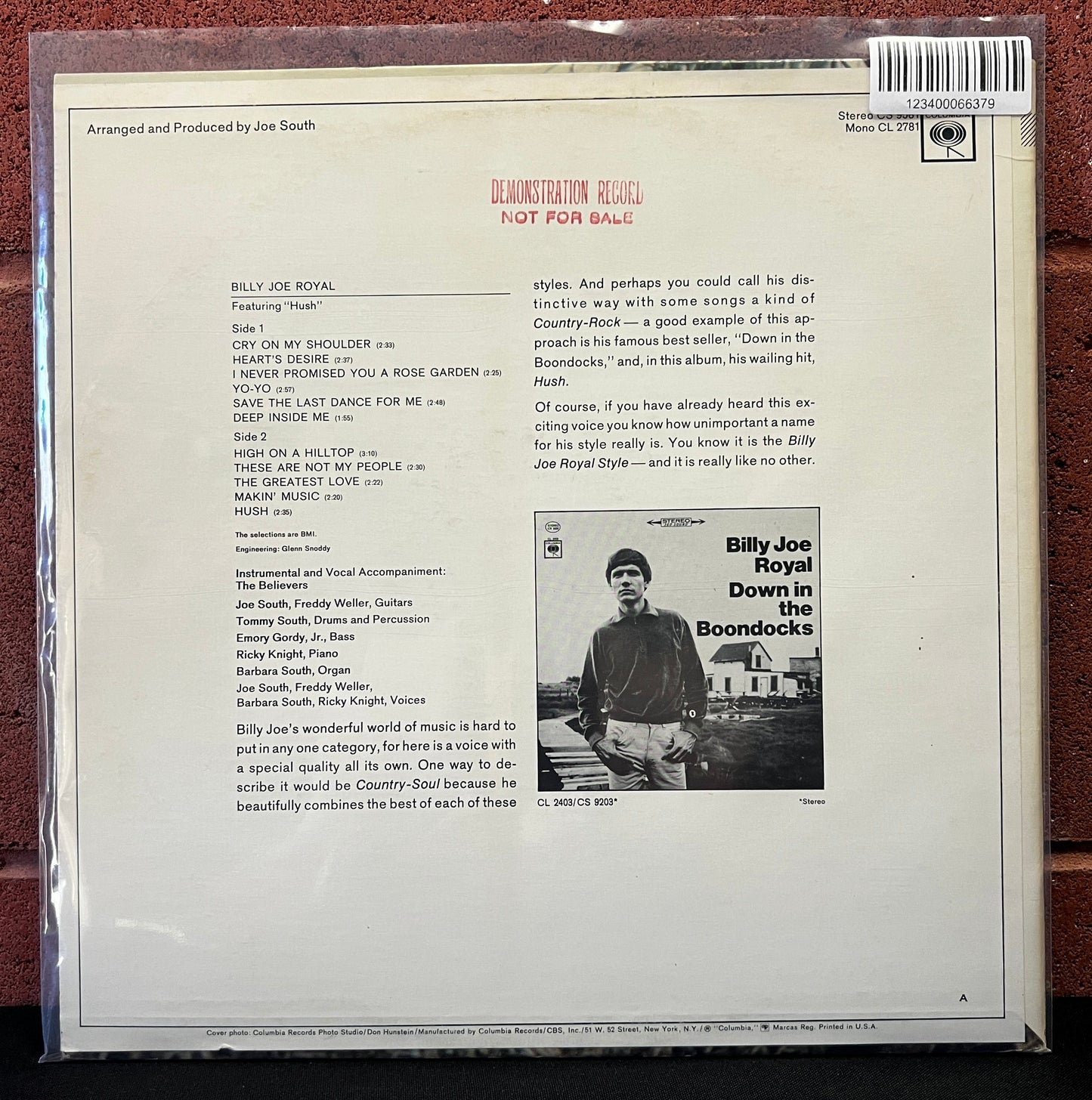 Used Vinyl: Billy Joe Royal "Billy Joe Royal Featuring "Hush" LP (1967 Press)