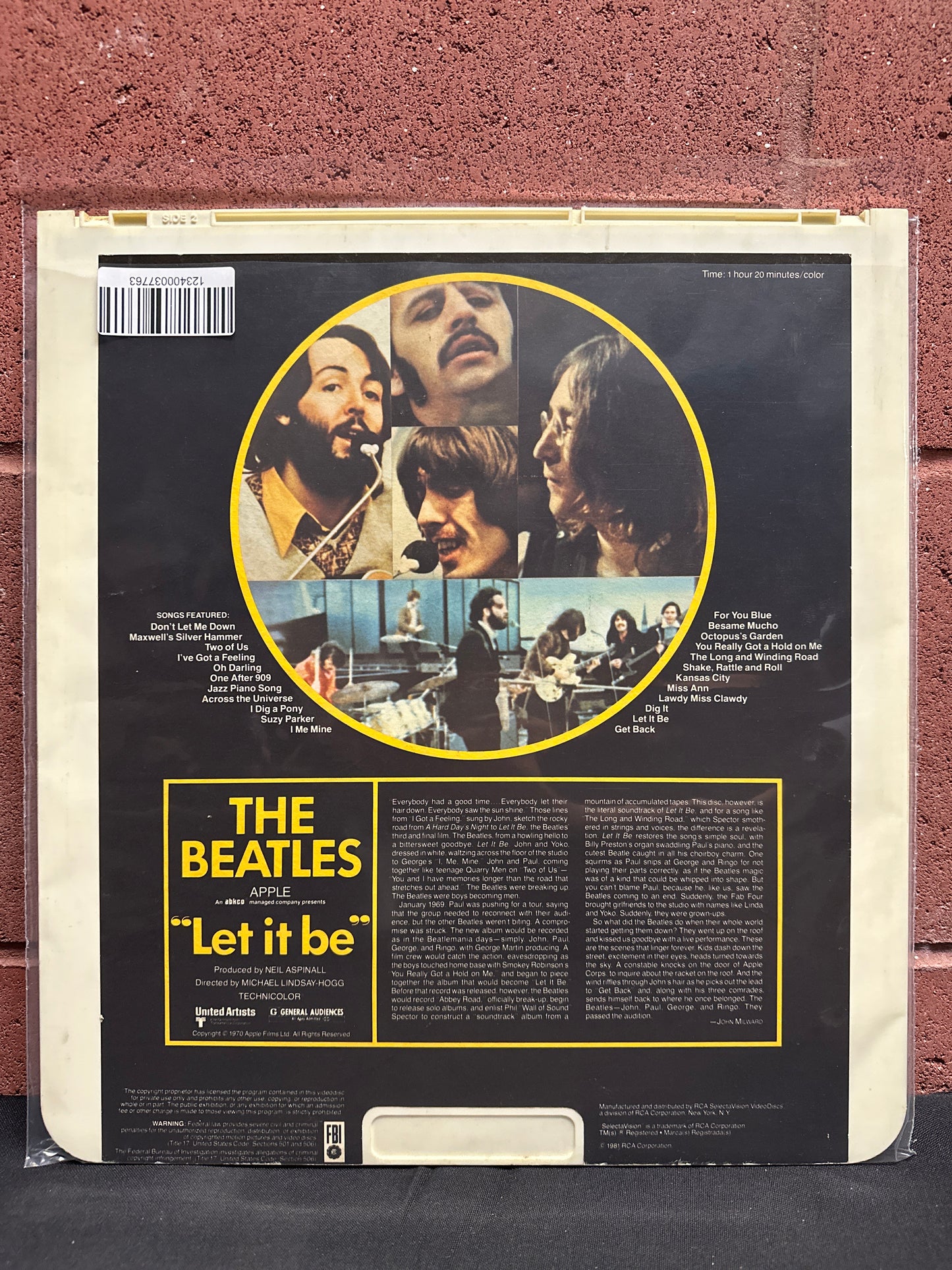 Beatles "Let It Be" RCA SelectaVision Video Disc