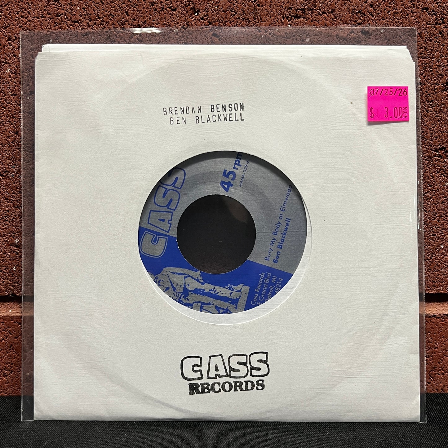 Used Vinyl: Brendan Benson / Ben Blackwell ‎"Last Night In Detroit" 7"