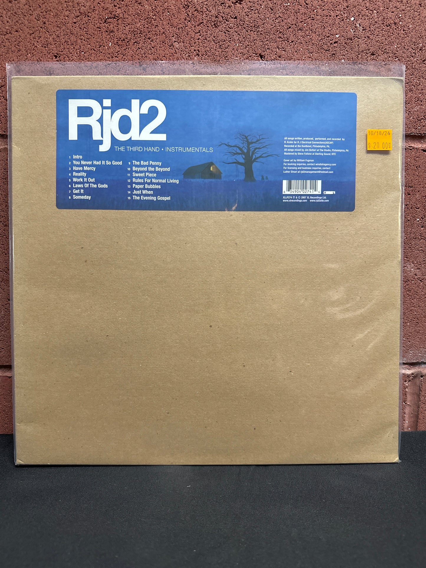 Used Vinyl:  RJD2 ”The Third Hand Instrumentals” 2xLP