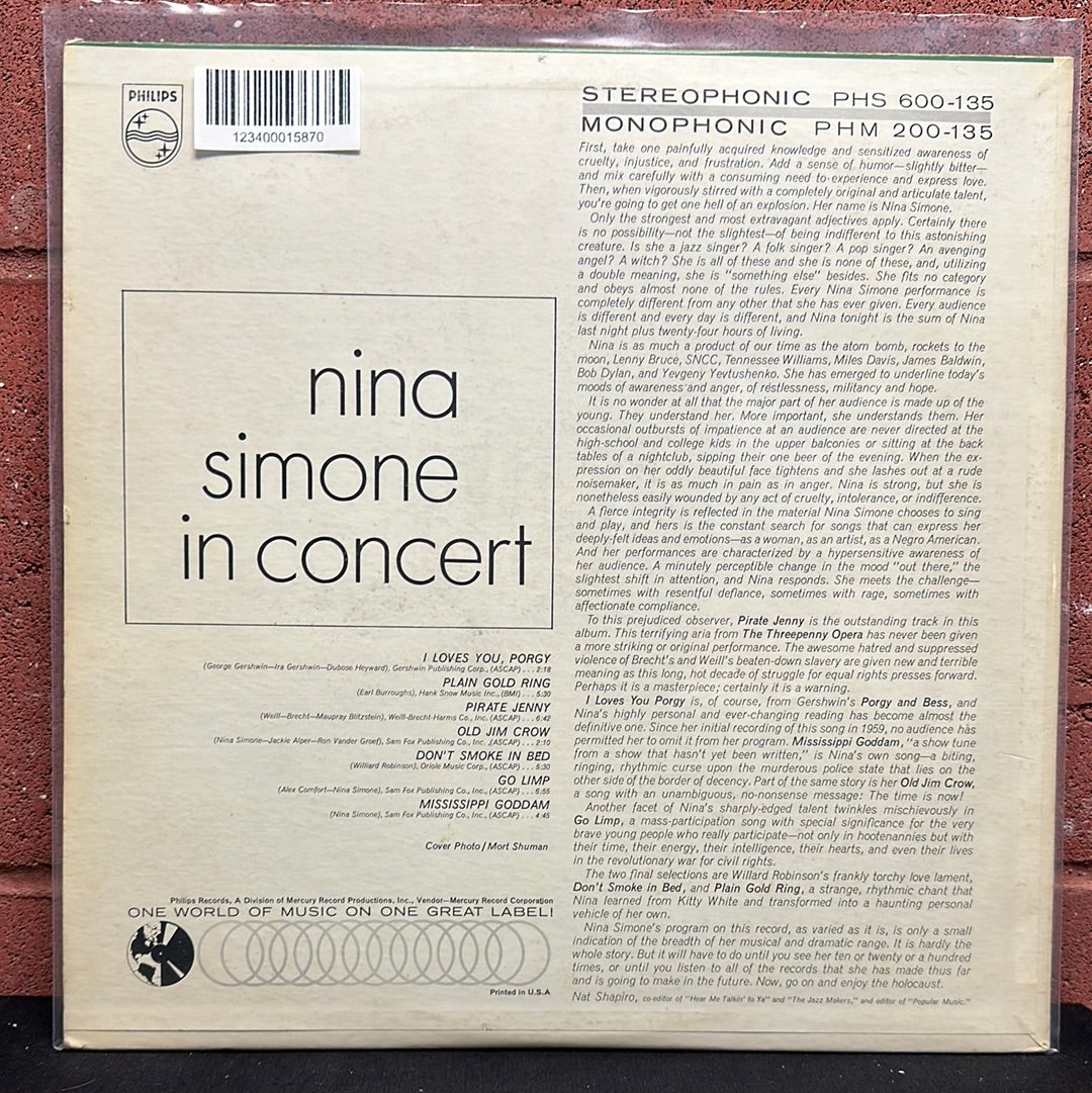 Used Vinyl:  Nina Simone ”In Concert” LP (Mono)