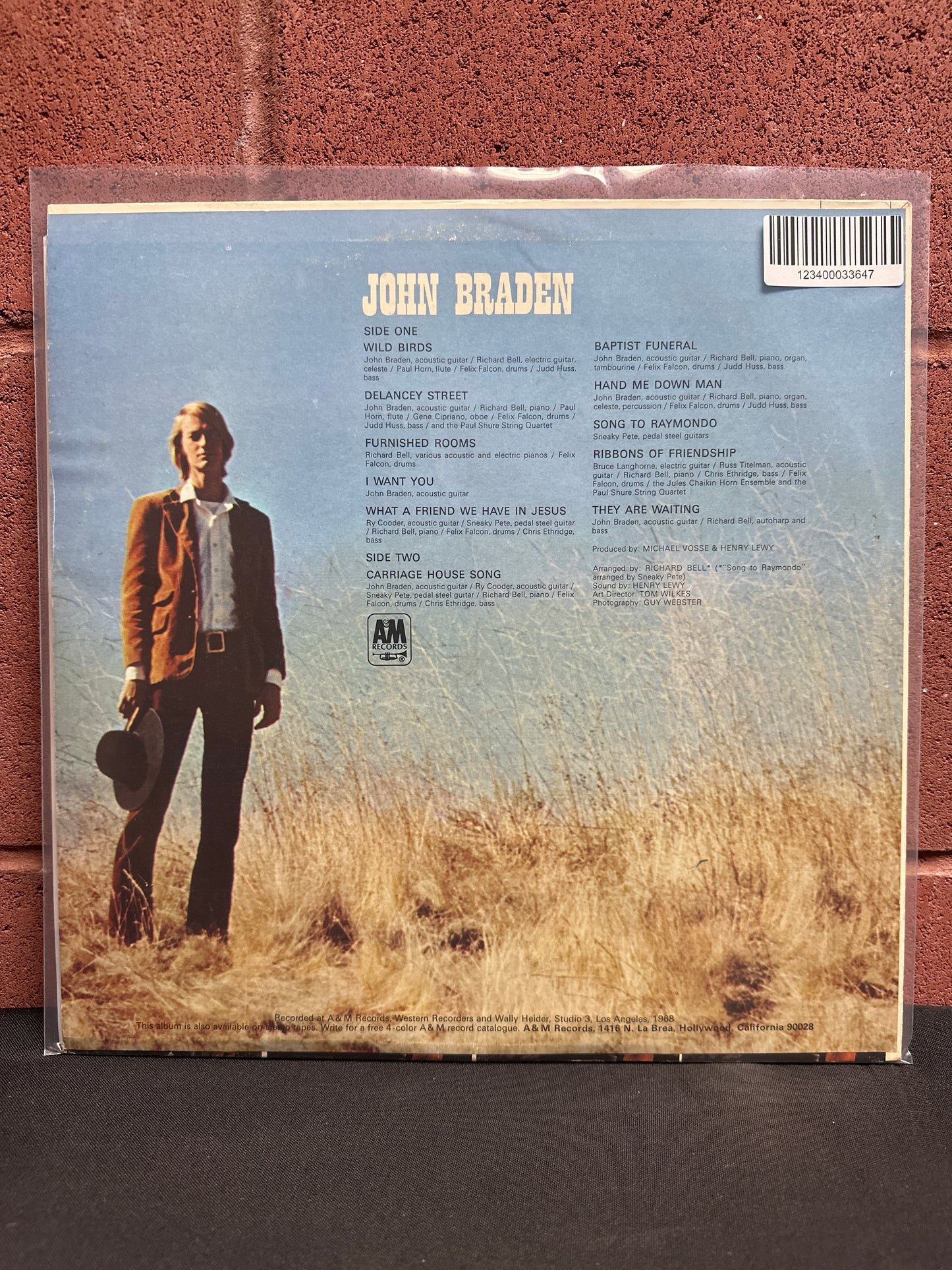 Used Vinyl:  John Braden ”John Braden” LP