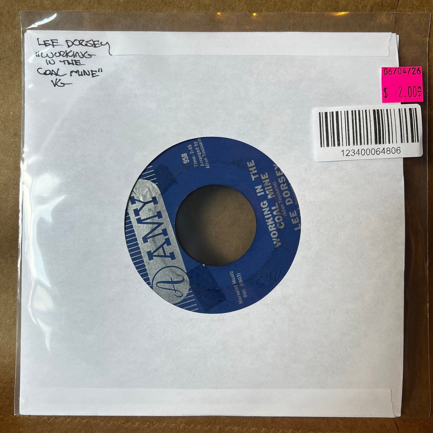 Used Vinyl: Lee Dorsey "Working In The Coal Mine / Mexico" 7" (1966 Press)