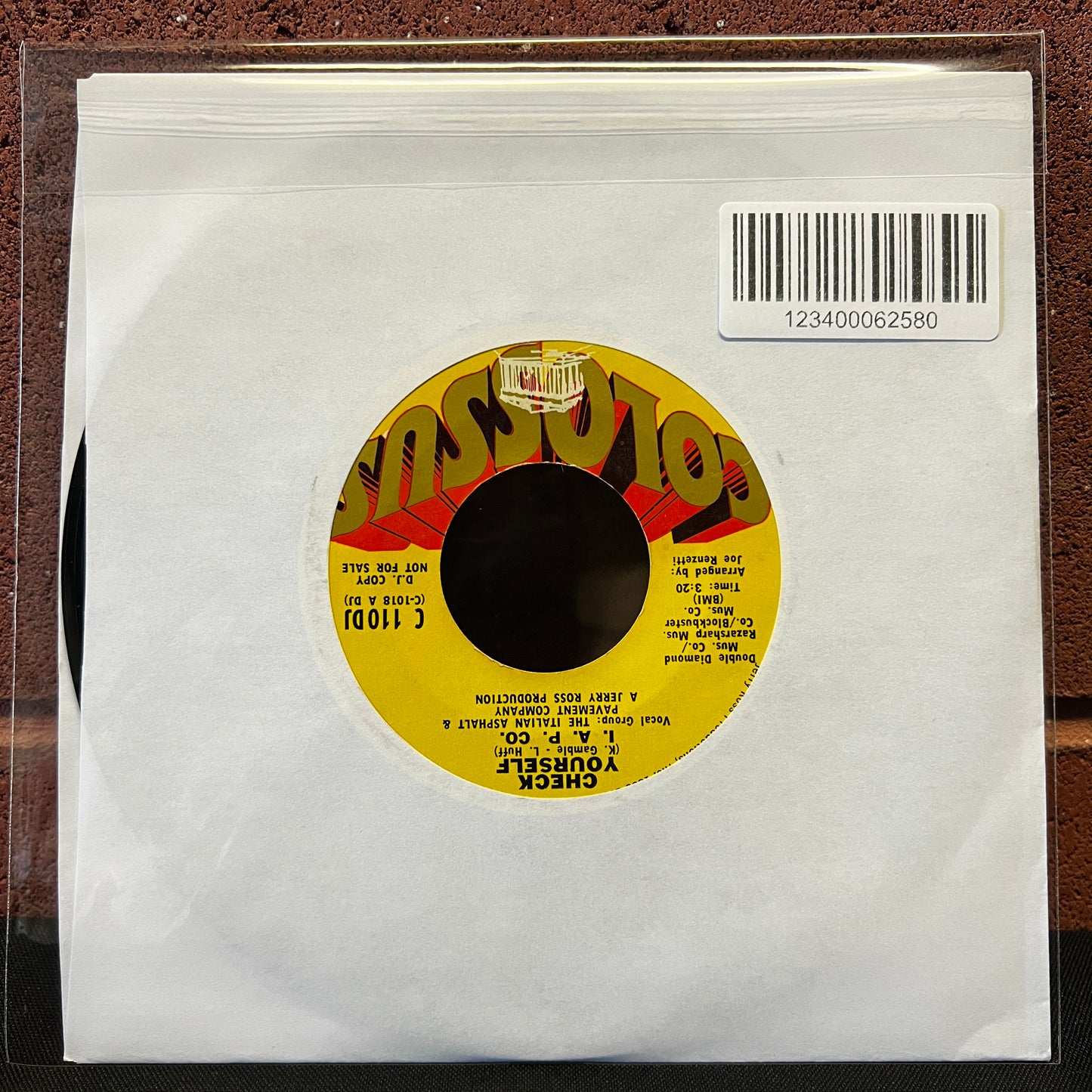 Used Vinyl: Italian Asphalt and Paving Company (I.A.P. Co) "Check yourself" 7" (Promo)