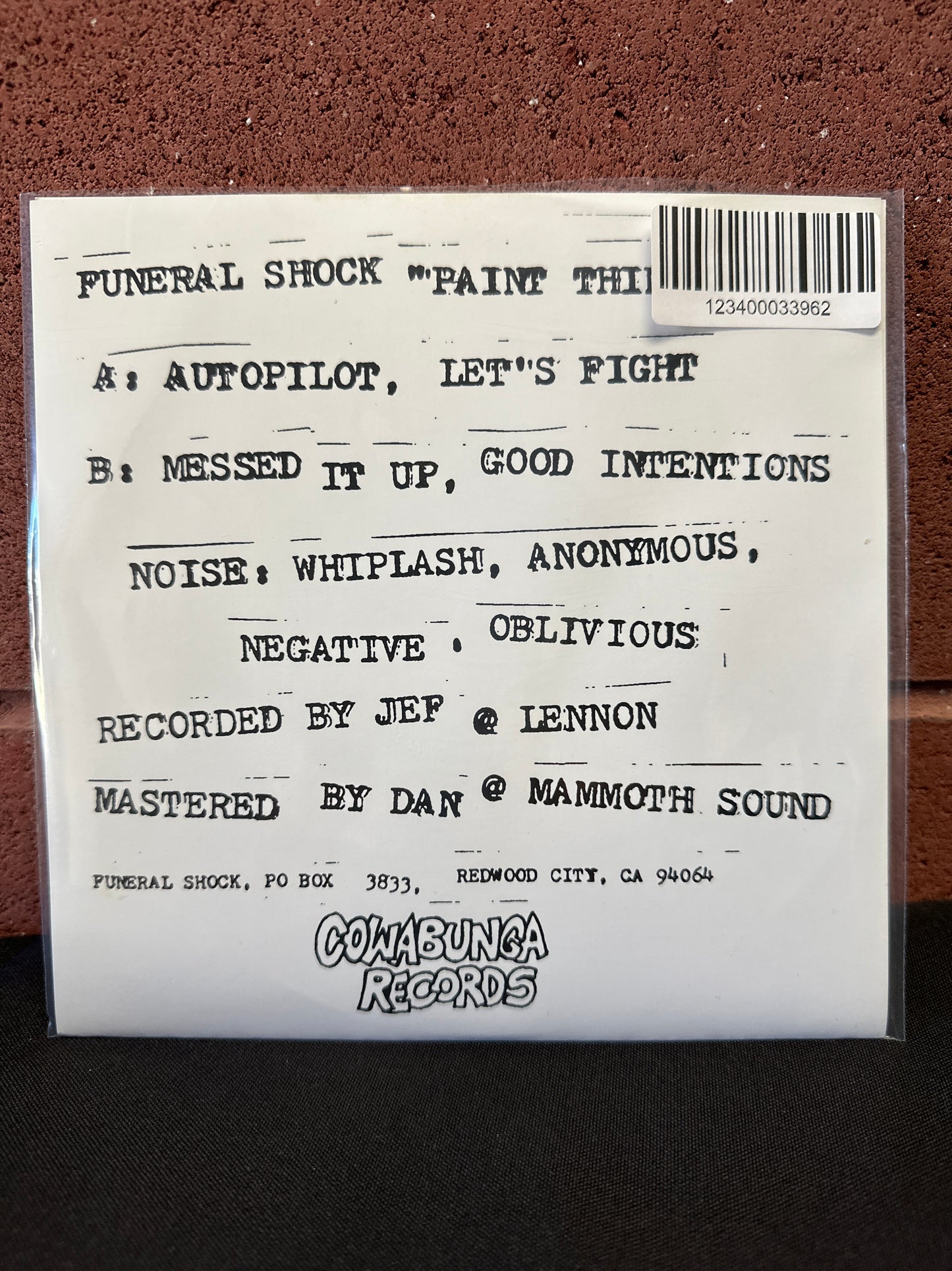 Used Vinyl:  Funeral Shock ”Paint Thinner EP” 7" (Coke Bottle Clear Vinyl)