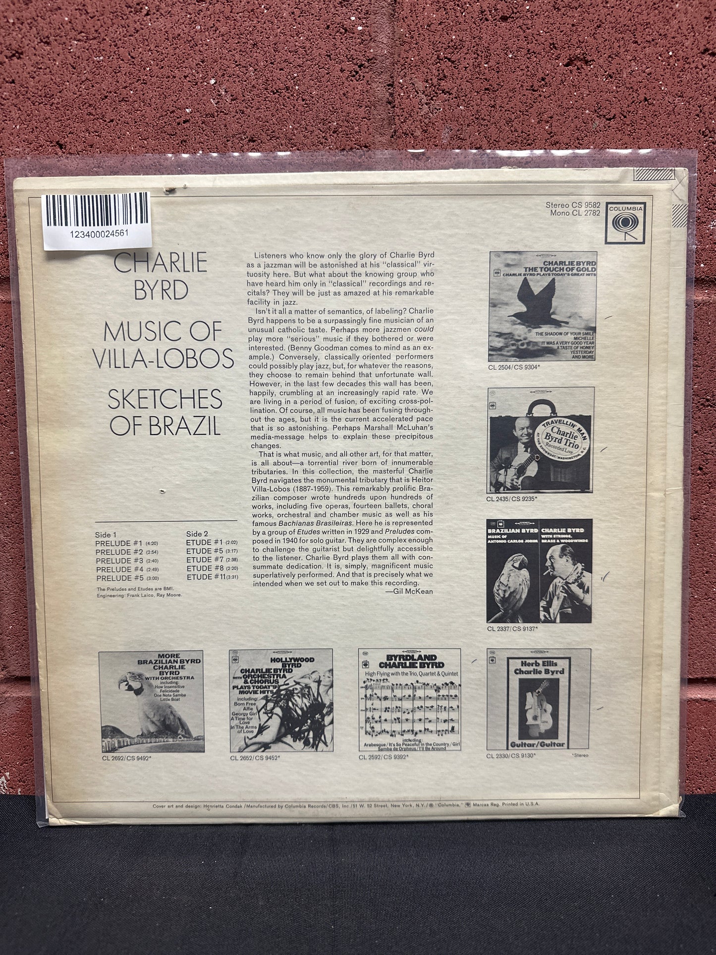 Used Vinyl:  Charlie Byrd, Heitor Villa-Lobos ”Sketches Of Brazil  (Music Of Villa-Lobos)” LP