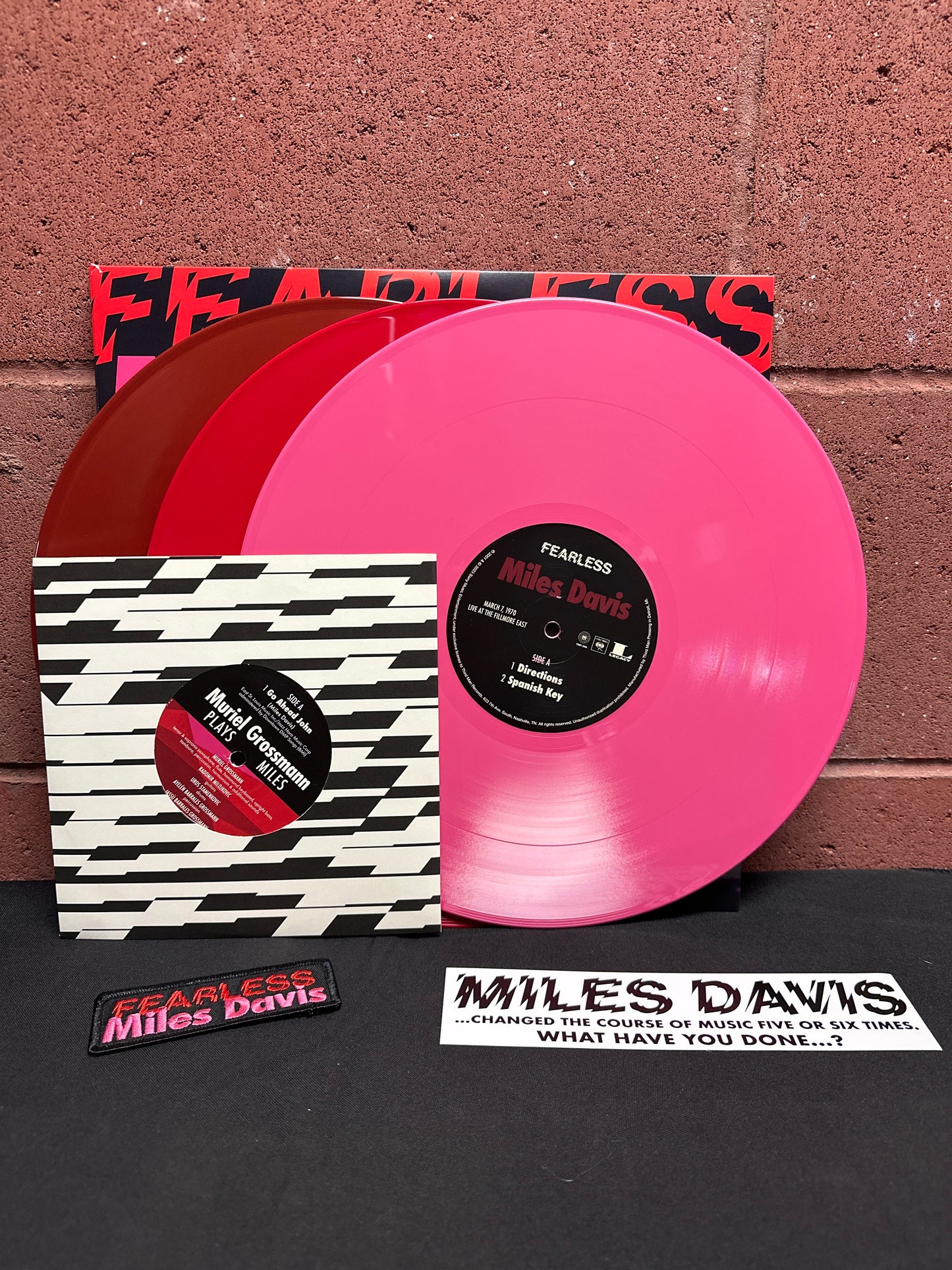 Used Vinyl:  Miles Davis ”Fearless (March 7, 1970 Live At The Fillmore East)” 3xLP + 7" (Red & Pink Vinyl)