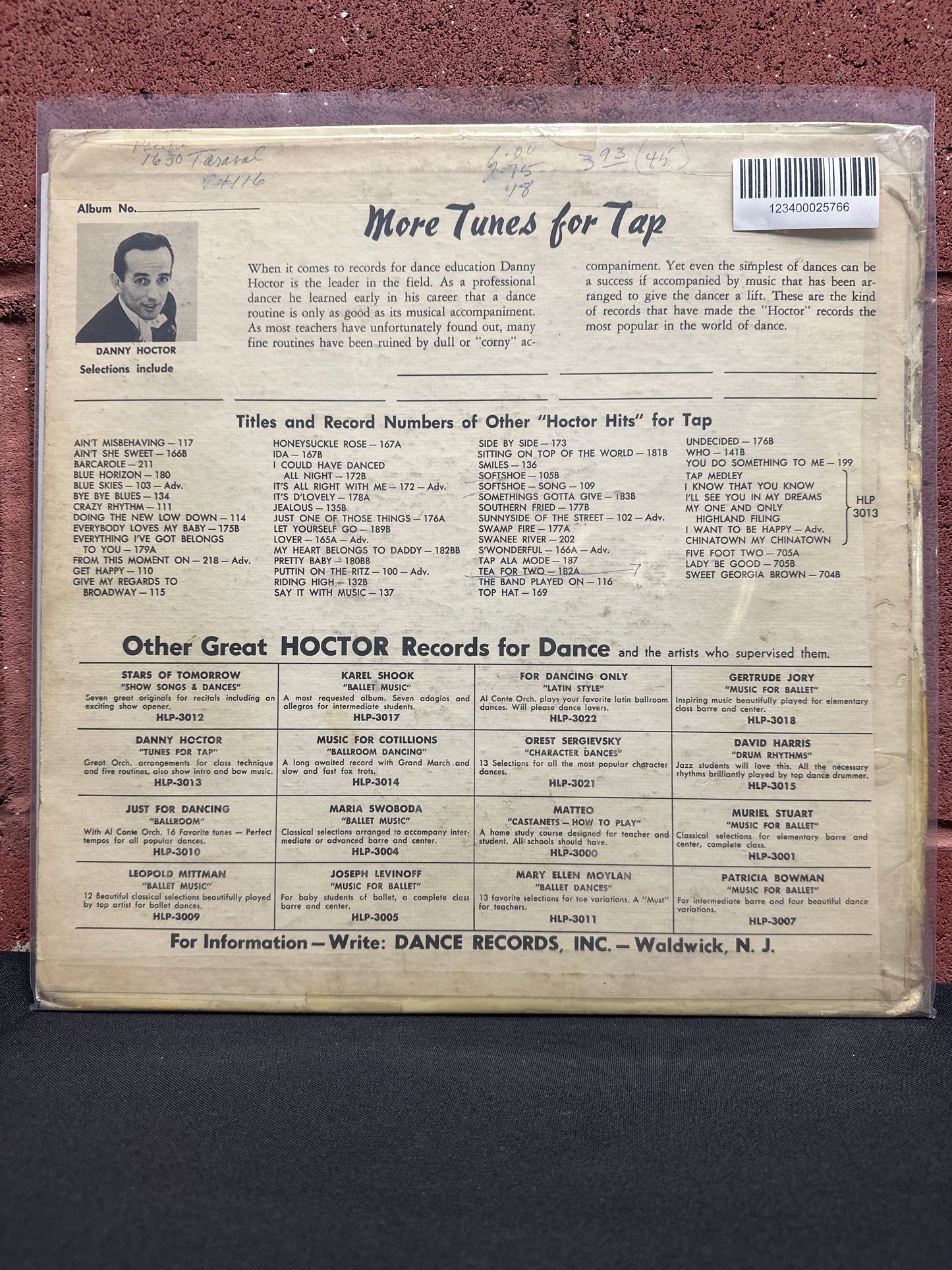 Used Vinyl:  Danny Hoctor ”Danny Hoctor's Favorite Tunes For Tap” LP