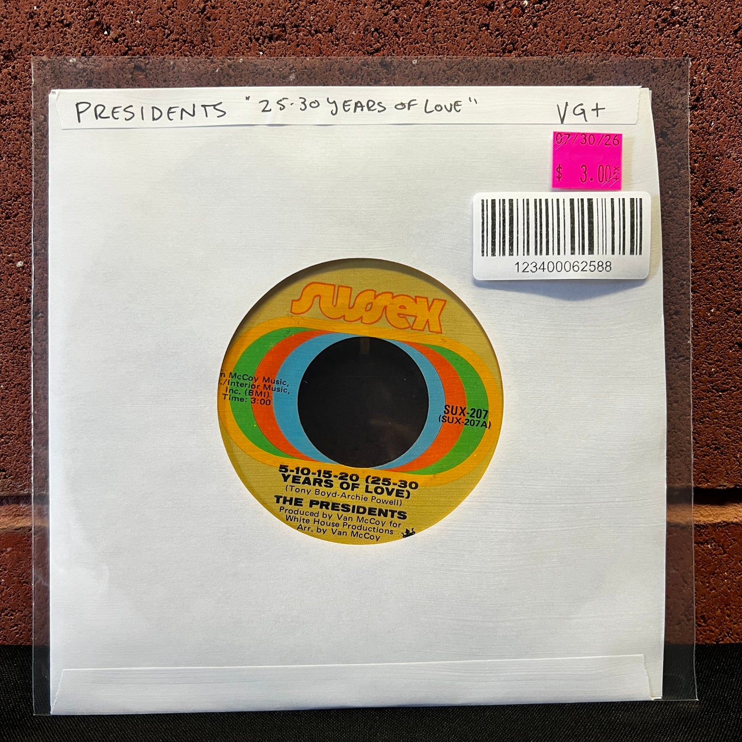 Used Vinyl: Presidents "5-10-15-20 (25 -30 Years Of Love)" 7"