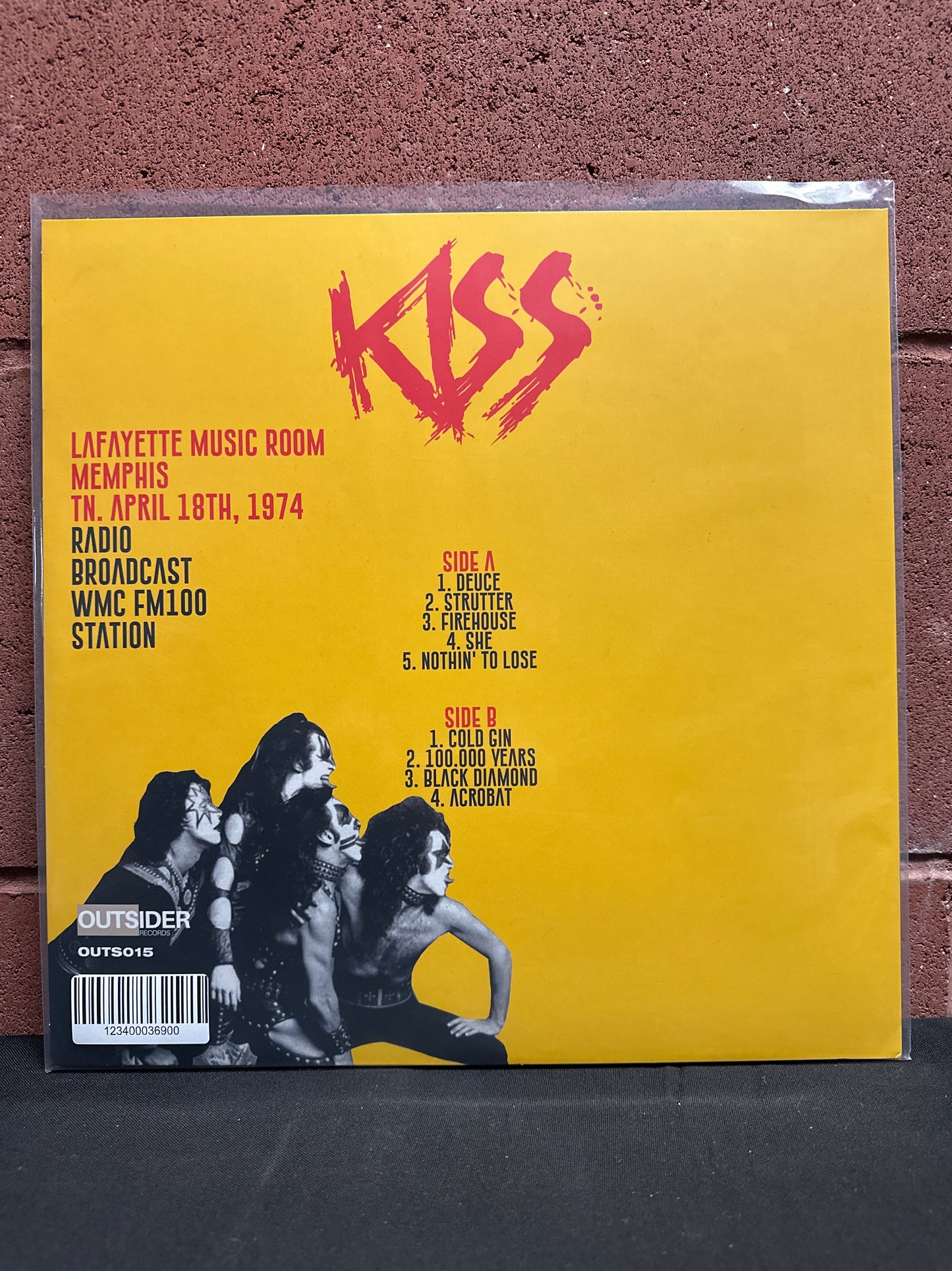 Used Vinyl:  Kiss ”Lafayette Music Room, Memphis, TN. April 18th, 1974 - FM Broadcast” LP (Clear vinyl)