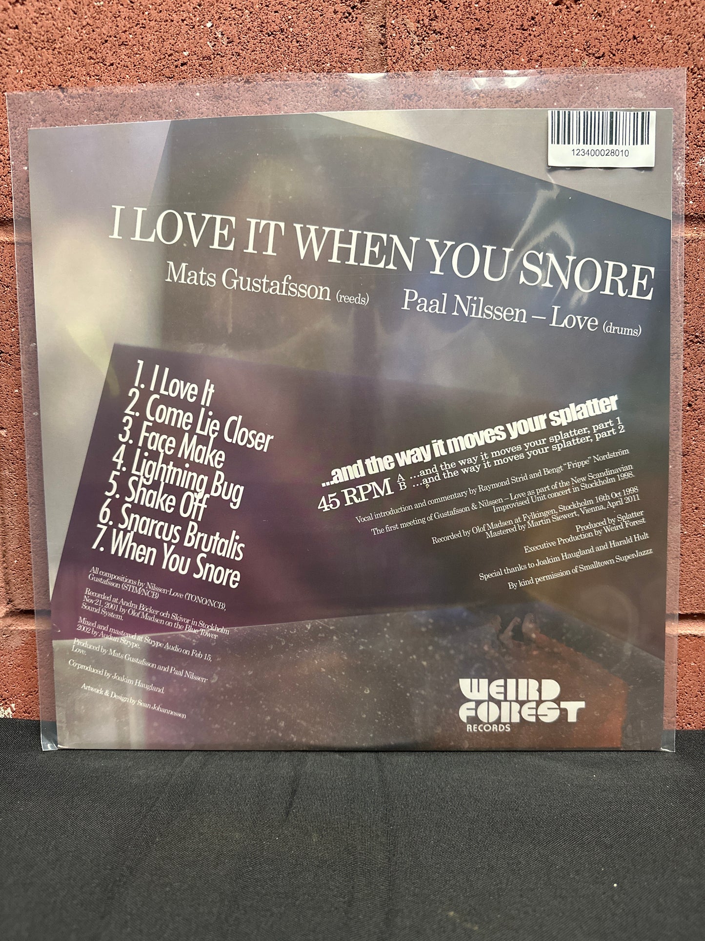 Used Vinyl:  Mats Gustafsson & Paal Nilssen-Love ”I Love It When You Snore” LP + 7"