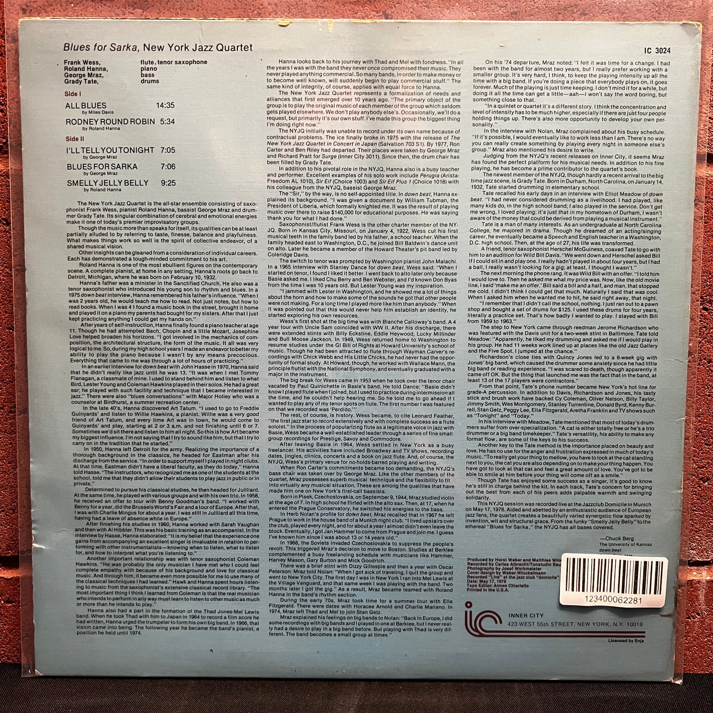 Used Vinyl: New York Jazz Quartet "Blues For Sarka" LP (1979 pressing)