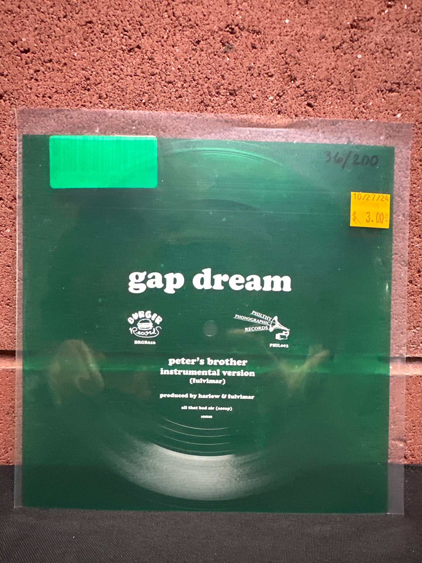 Used Vinyl:  Gap Dream ”Peter's Brother (Instrumental Version)” 7"