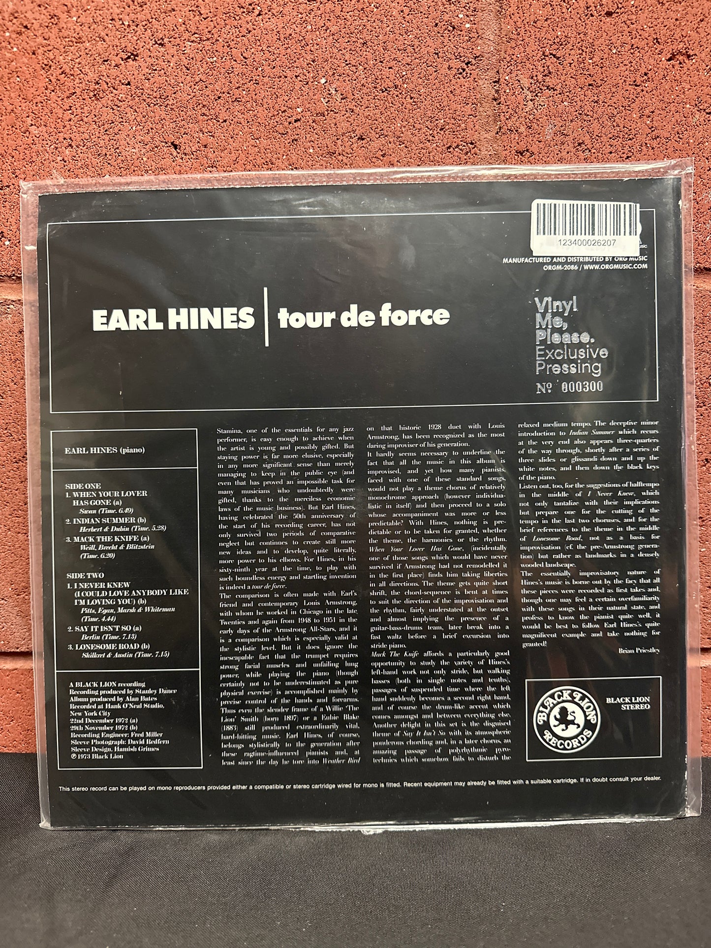 Used Vinyl:  Earl Hines ”Tour De Force” LP (Orange and black smoke vinyl)