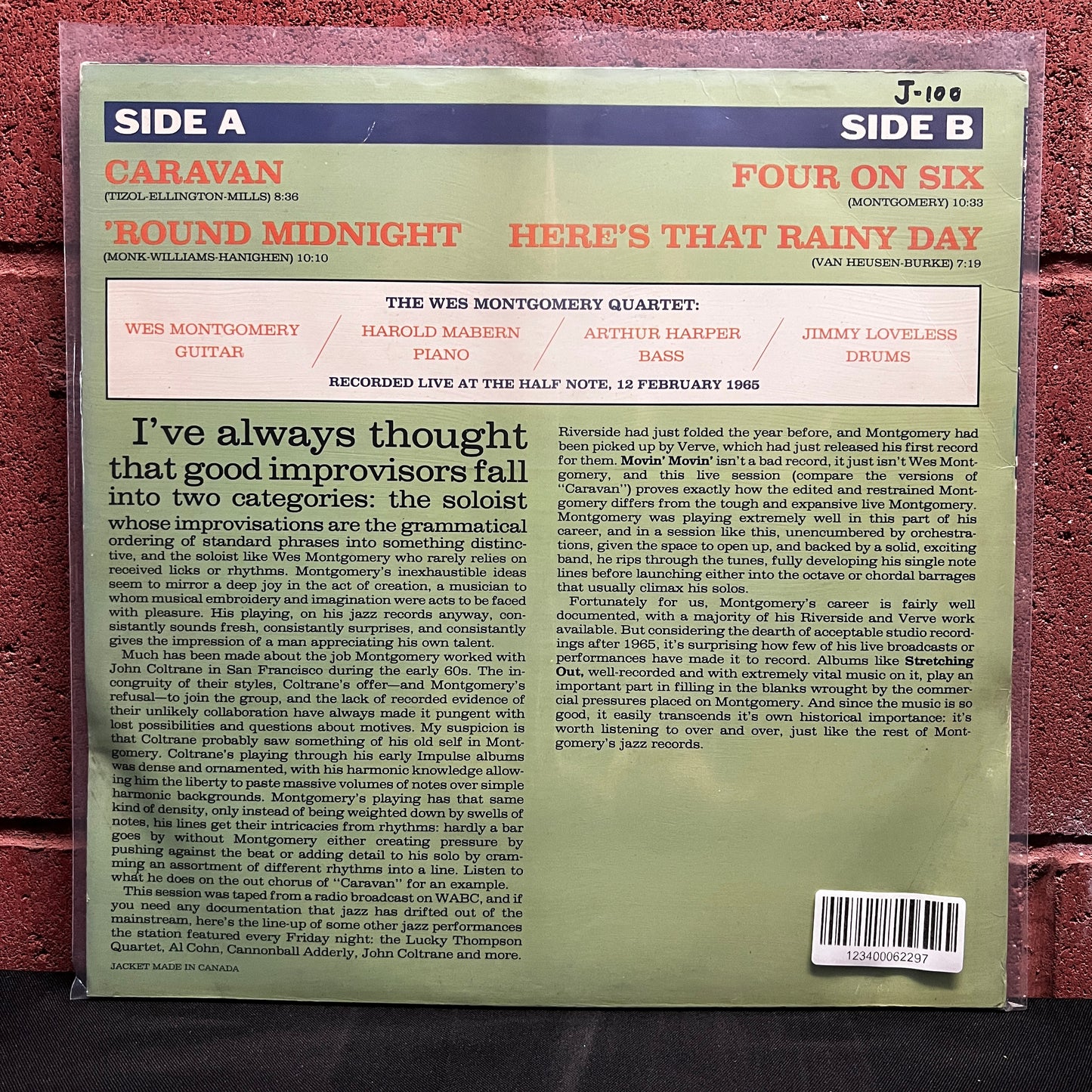 Used Vinyl: Wes Montgomery "Stretching Out Live in 65" LP
