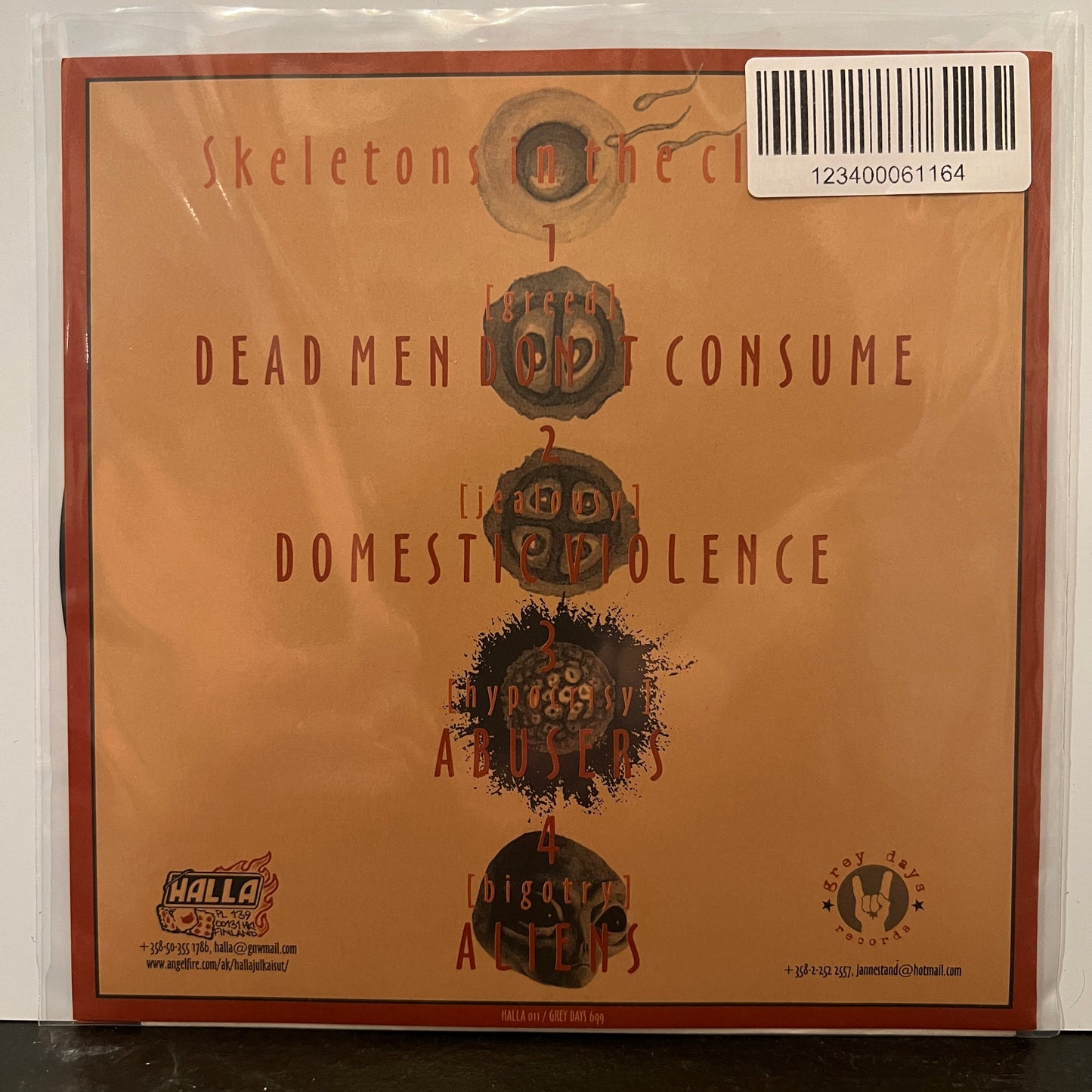 Used Vinyl: Juggling Juggulars "Skeletons In The Closet" 7" (1999 Press)